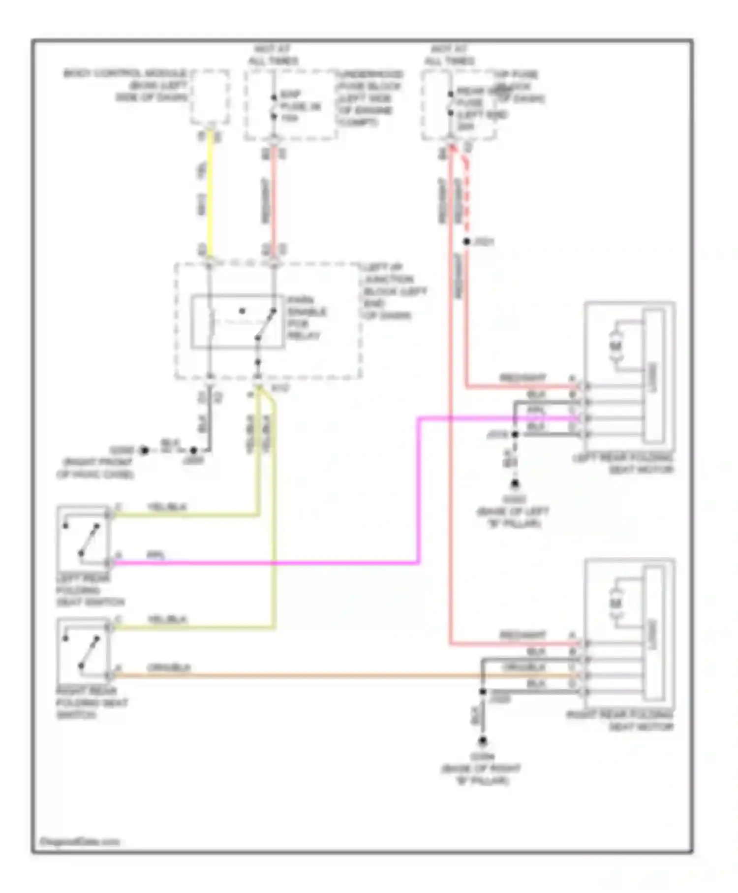 Wiring diagram left rear folding seat switch for Chevrolet Suburban XI (2007-2013)