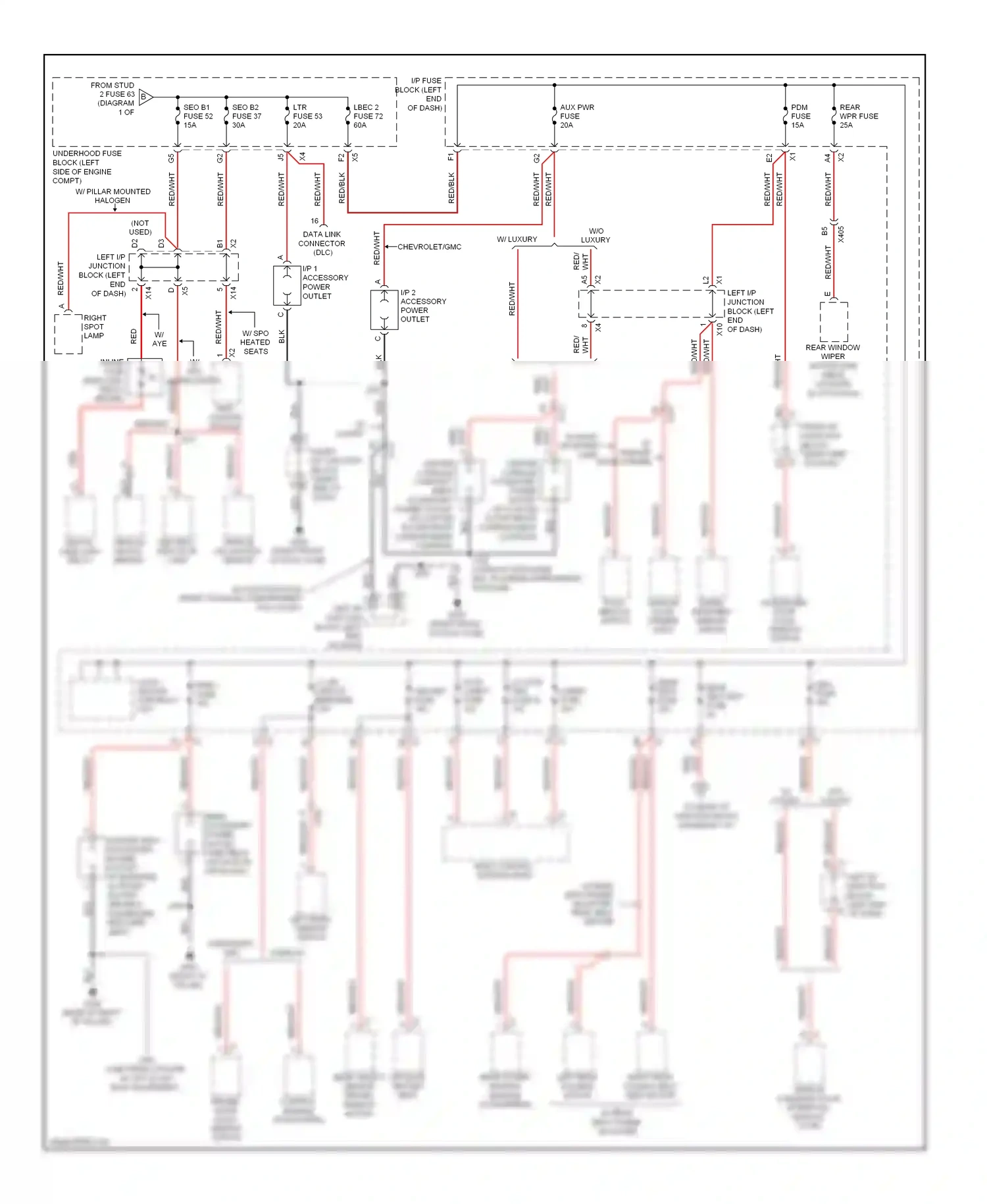 Chevrolet Suburban XI (2007-2013) rear object sensor driver control window module motor (if equipped) wiring diagram  (1 of 1)