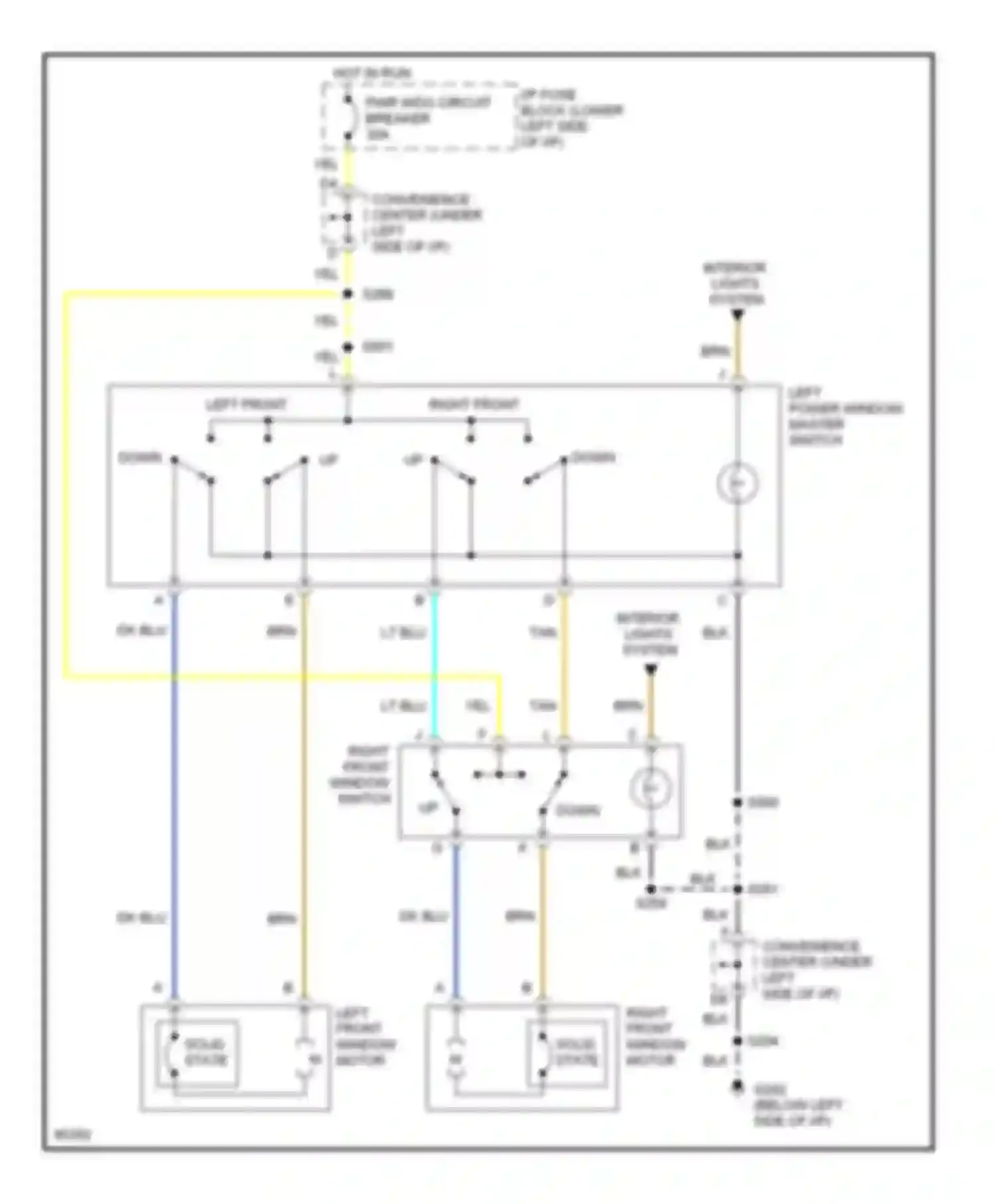 Wiring diagram right front window switch for Chevrolet Tahoe I (1995-1999) (1 of 2)
