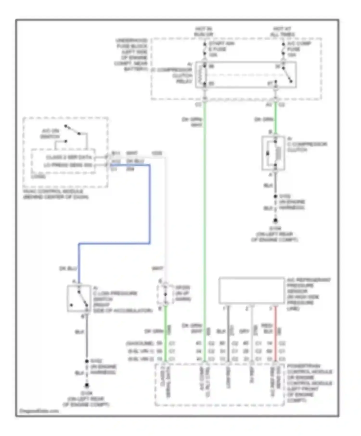 Wiring diagram hot at all times a/c comp fuse for Chevrolet Tahoe II (1999-2006) (2 of 3)