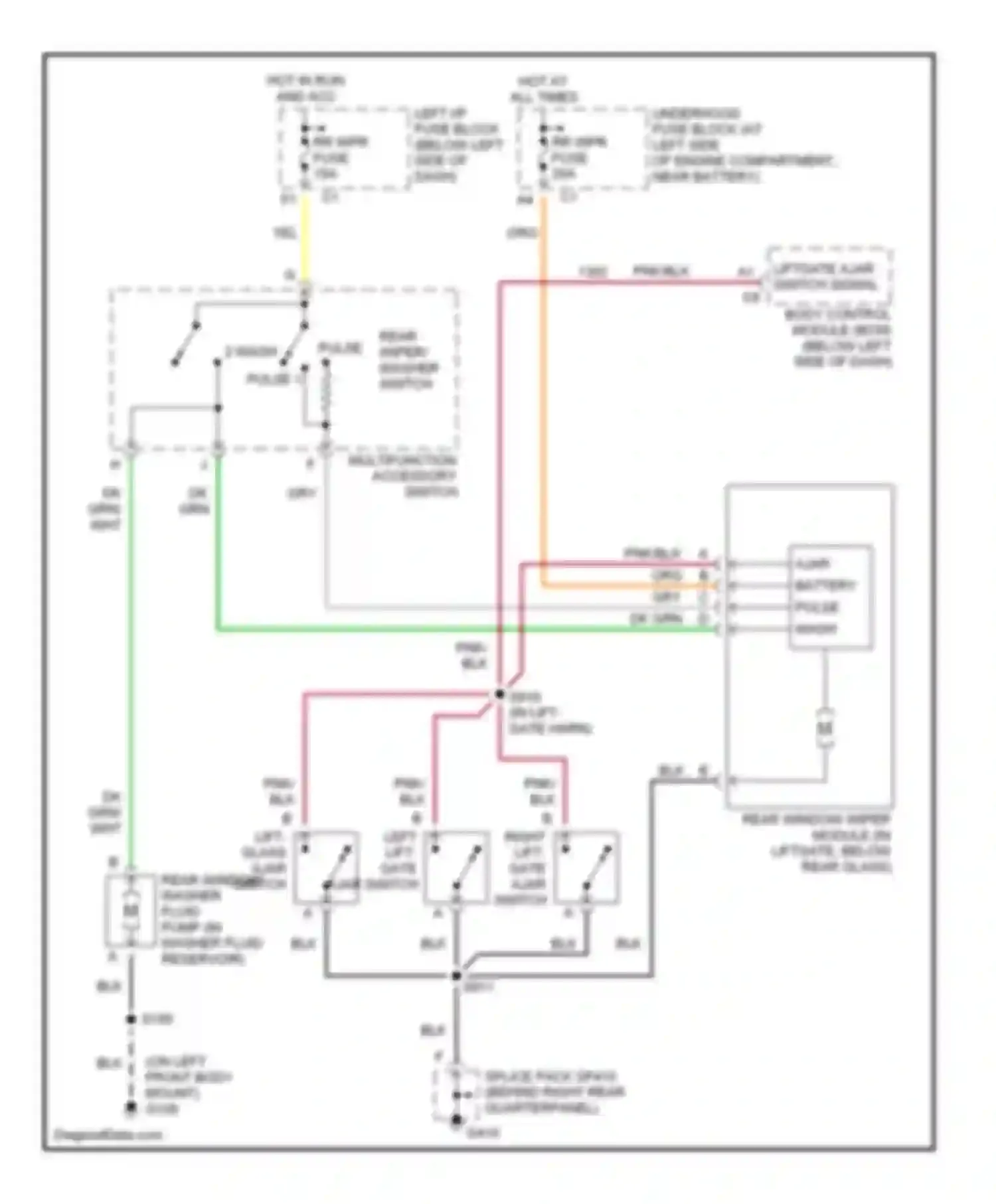 Wiring diagram lift- glass ajar switch left lift- gate ajar switch for Chevrolet Tahoe II (1999-2006) (1 of 1)