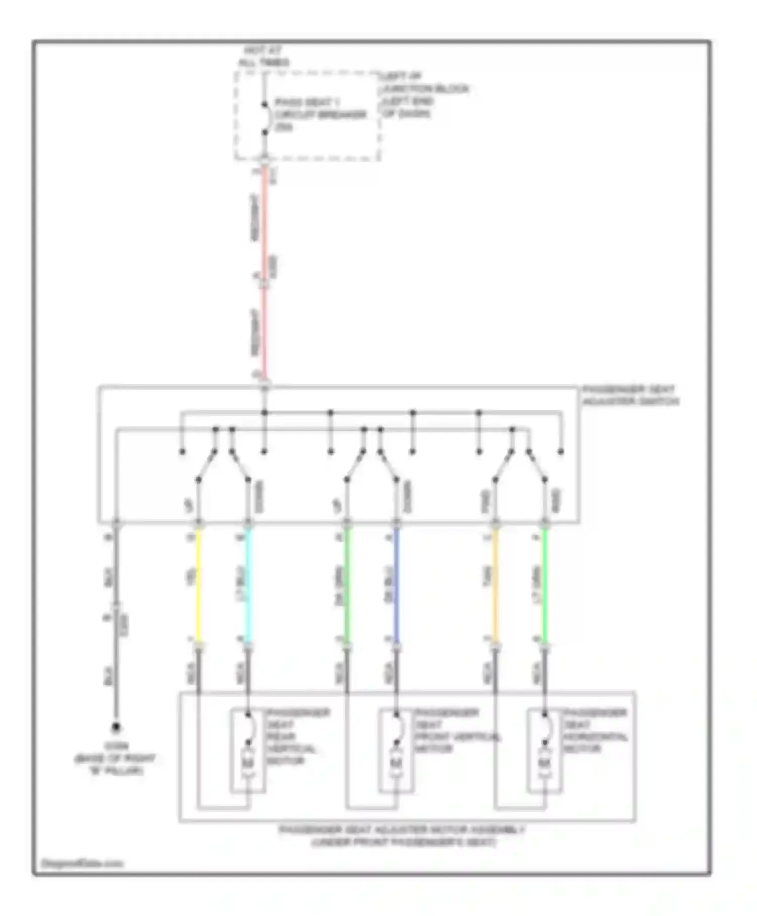 Wiring diagram pass seat 1 circuit breaker for Chevrolet Tahoe III (2006-2014) (1 of 3)