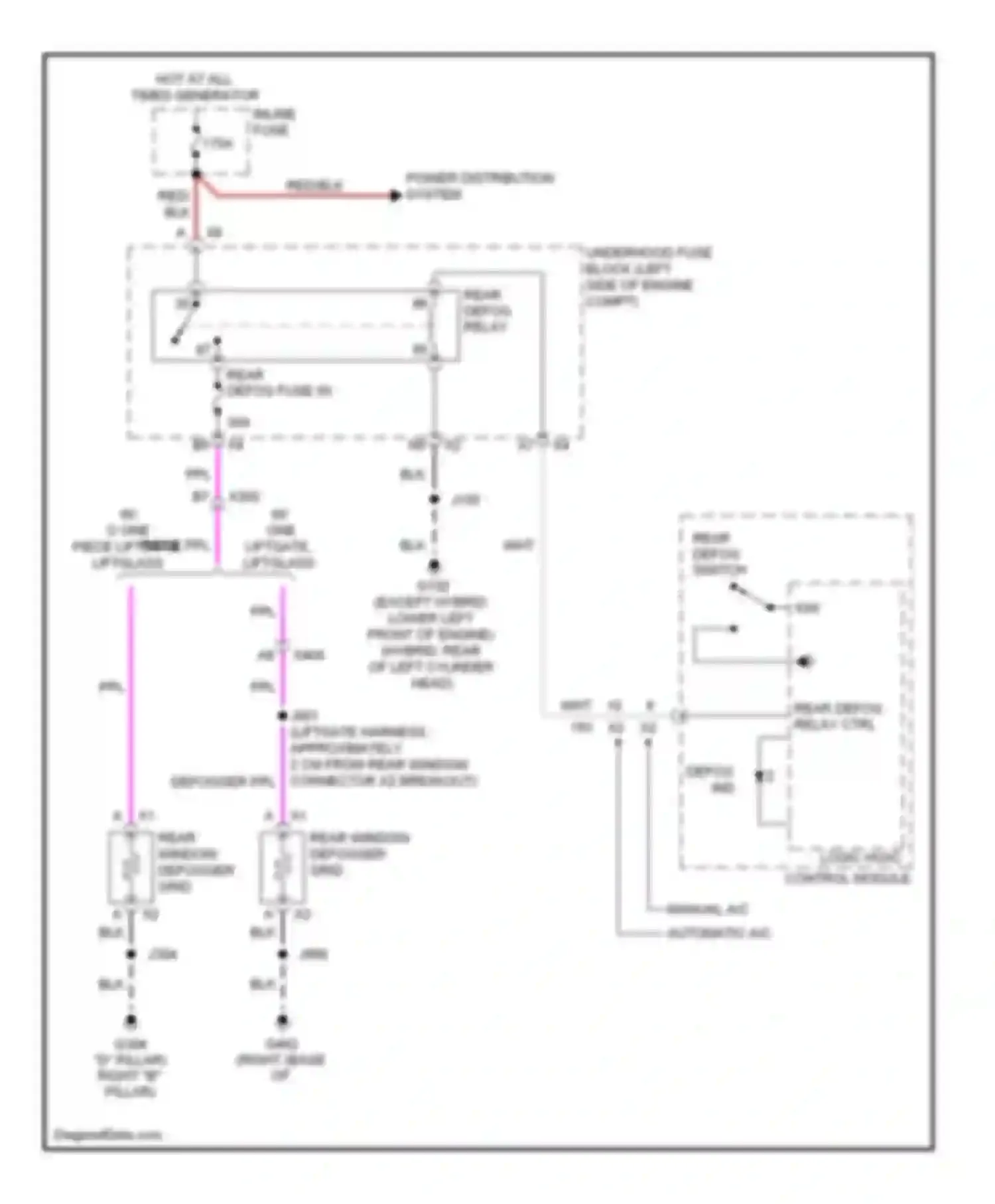 Wiring diagram rear rear window window defogger defogger grid grid for Chevrolet Tahoe III (2006-2014) (1 of 1)