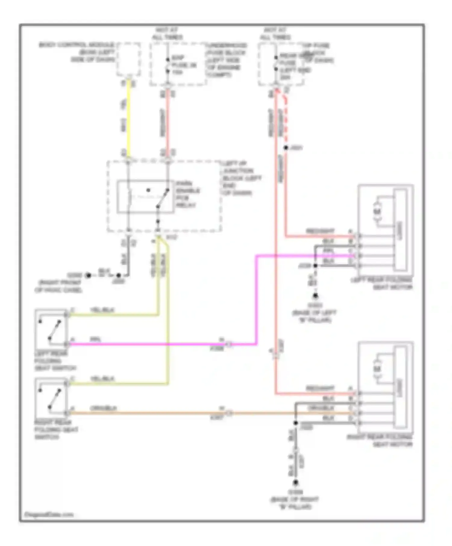 Wiring diagram right rear folding seat switch for Chevrolet Tahoe III (2006-2014) (1 of 1)