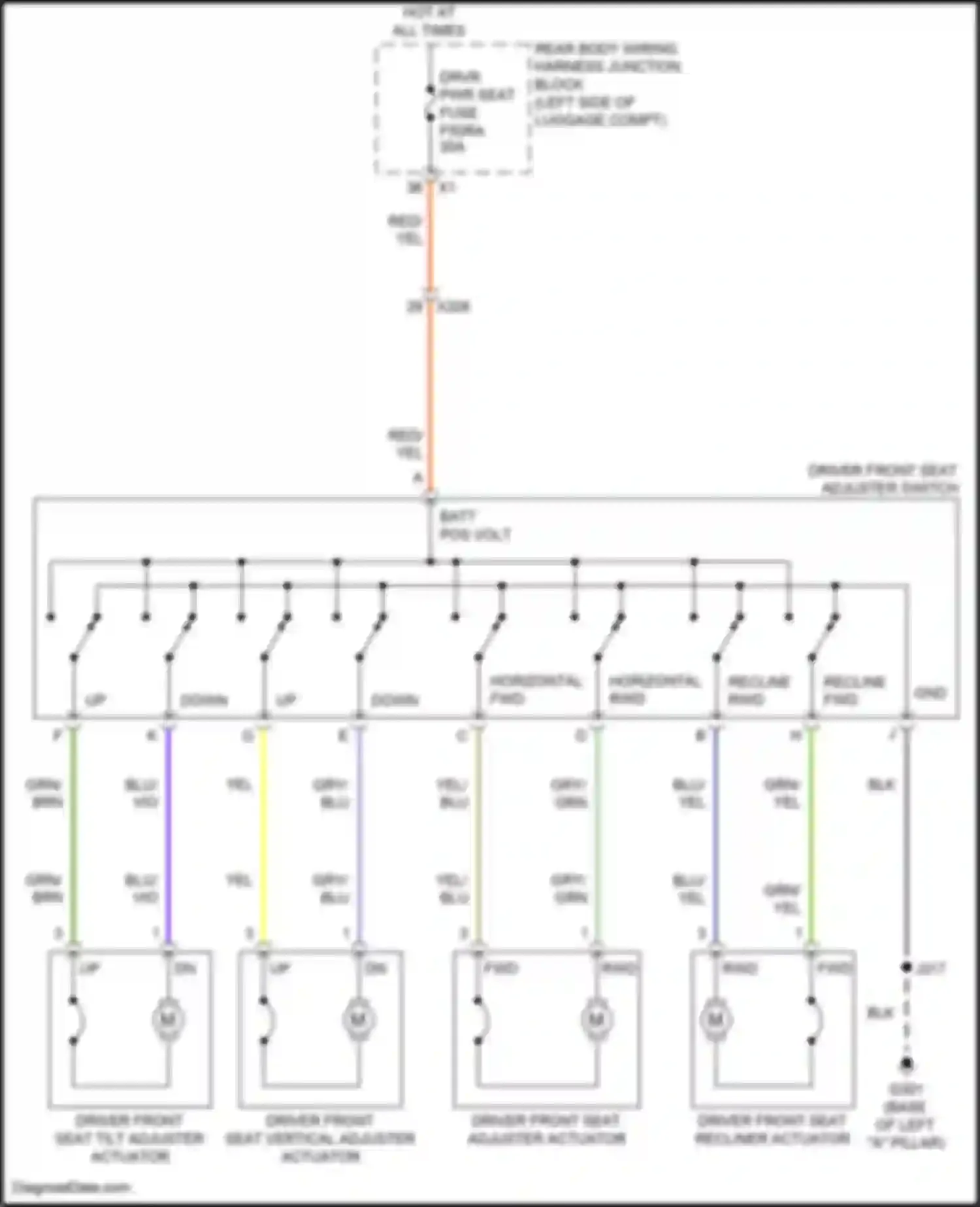 Wiring diagram driver front seat adjuster switch for Chevrolet Tahoe V (2021-2024) (2 of 6)