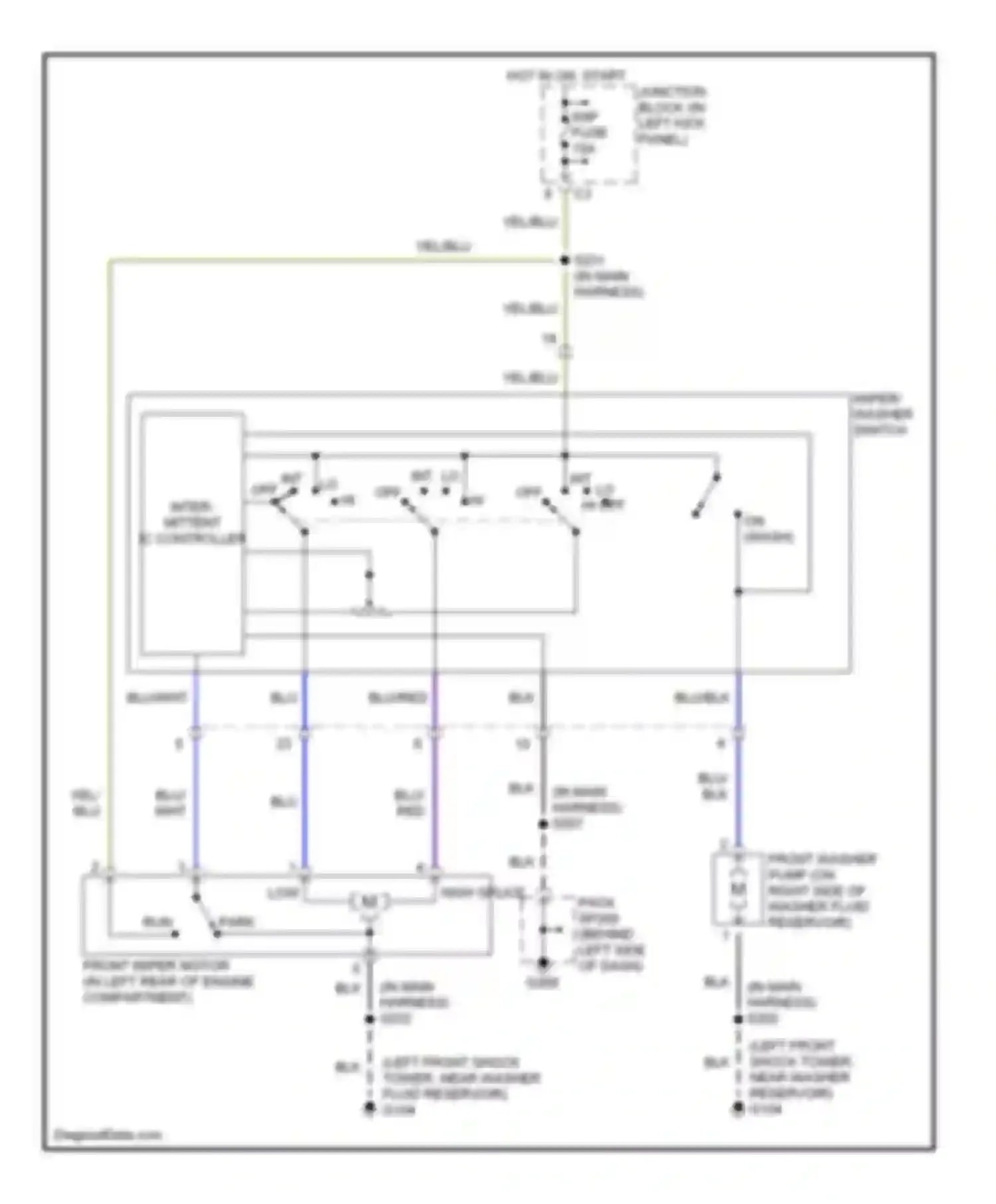 Tracker Chevrolet II (1998-2004): Front wiper/washer circuit