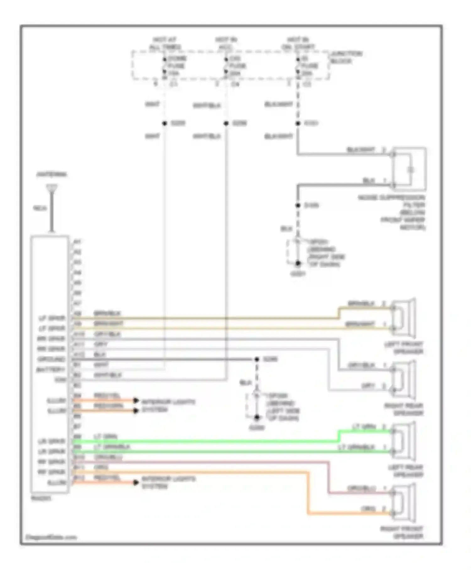 Wiring diagram dome fuse for Chevrolet Tracker II (1998-2004) (9 of 12)