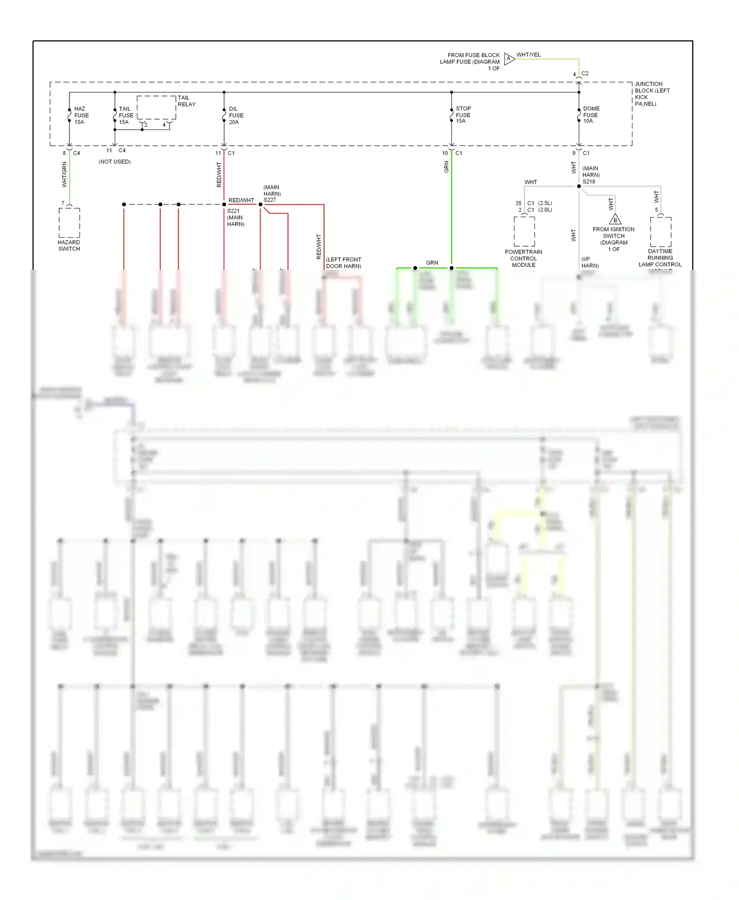 Chevrolet Tracker II (1998-2004) (left kick panel) junction block wiring diagram  (1 of 1)