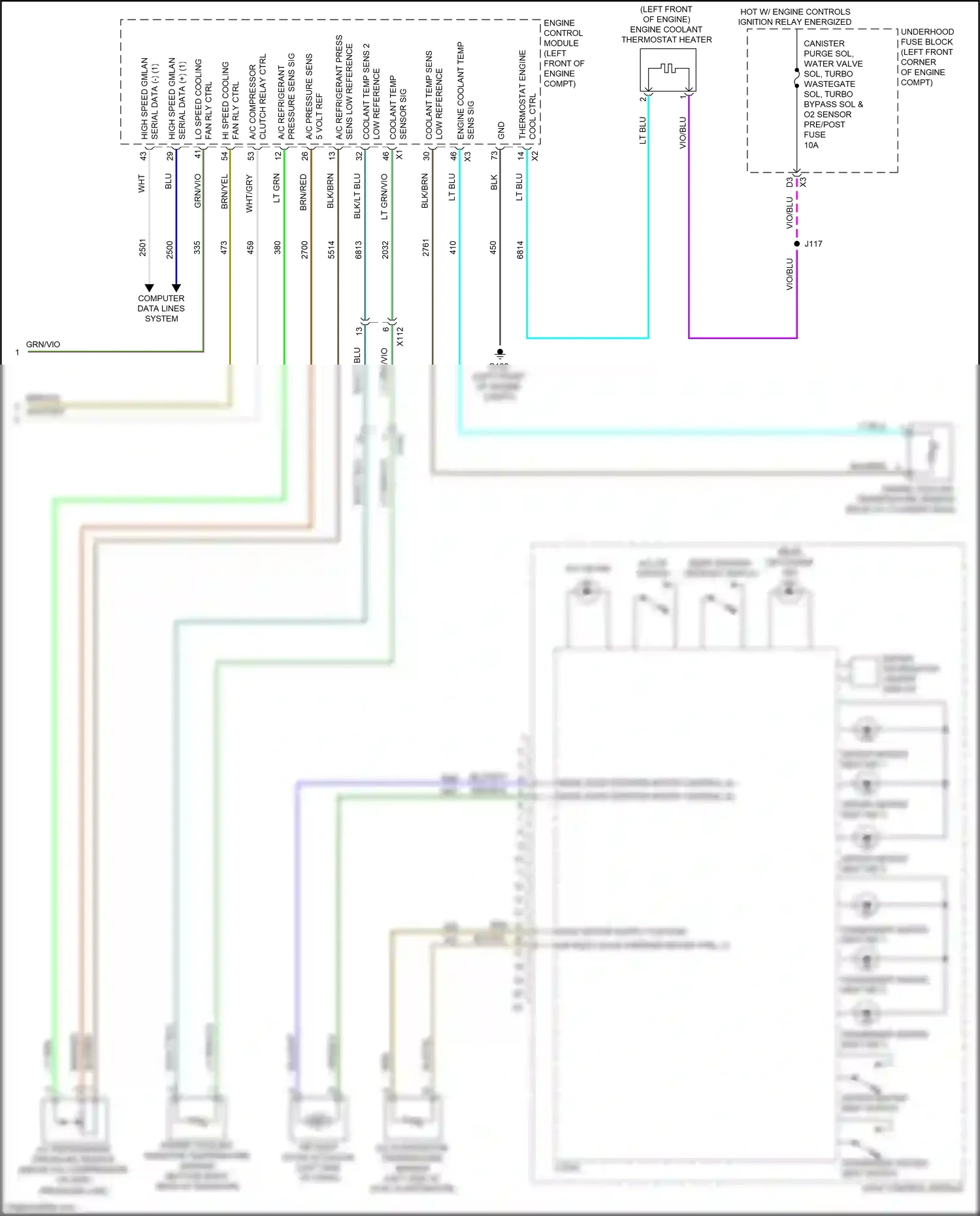 Chevrolet Tracker III (2013-2017) a/c refrigerant press wiring diagram  (1 of 1)
