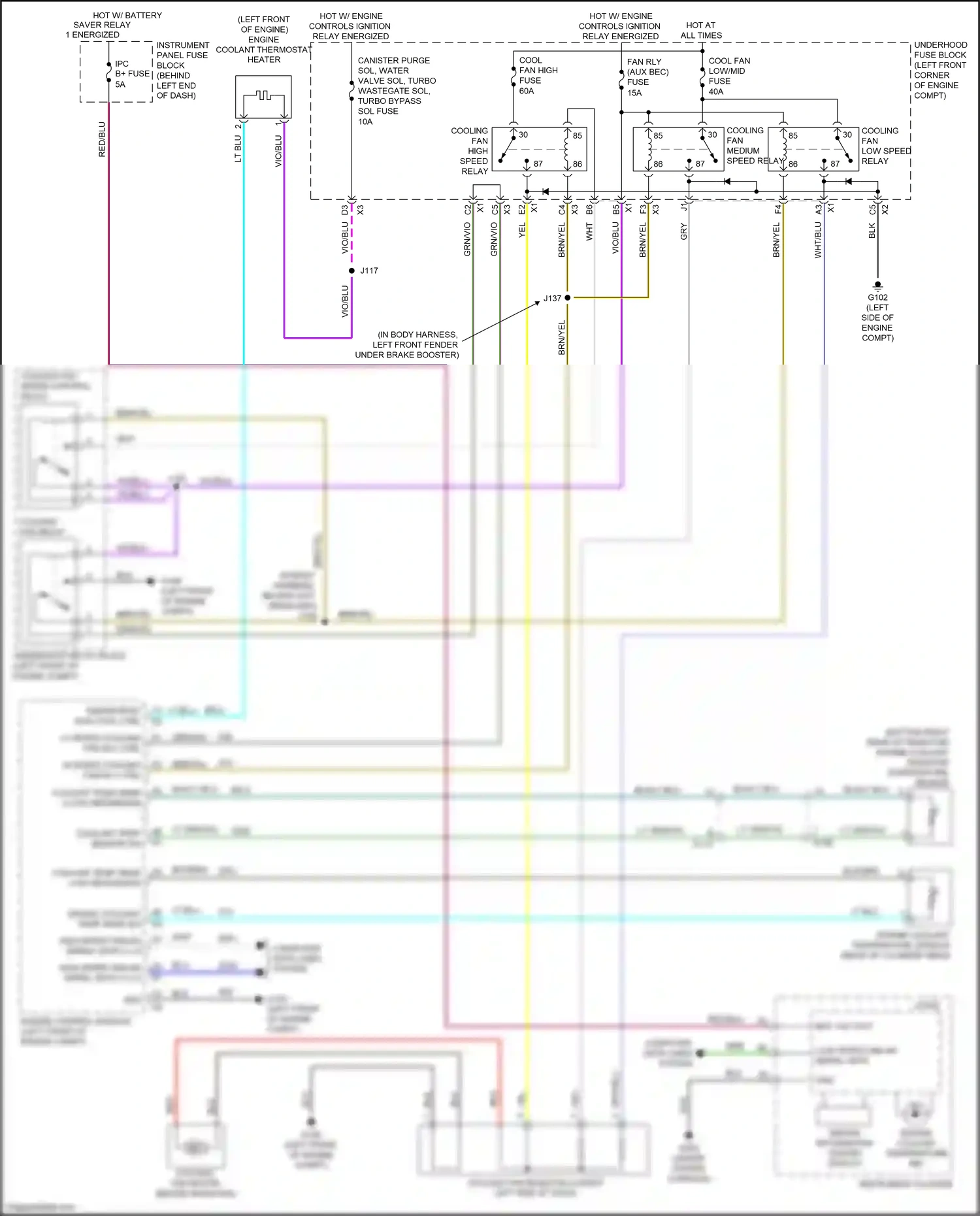 Chevrolet Tracker III (2013-2017) cooling fan motor wiring diagram  (1 of 2)