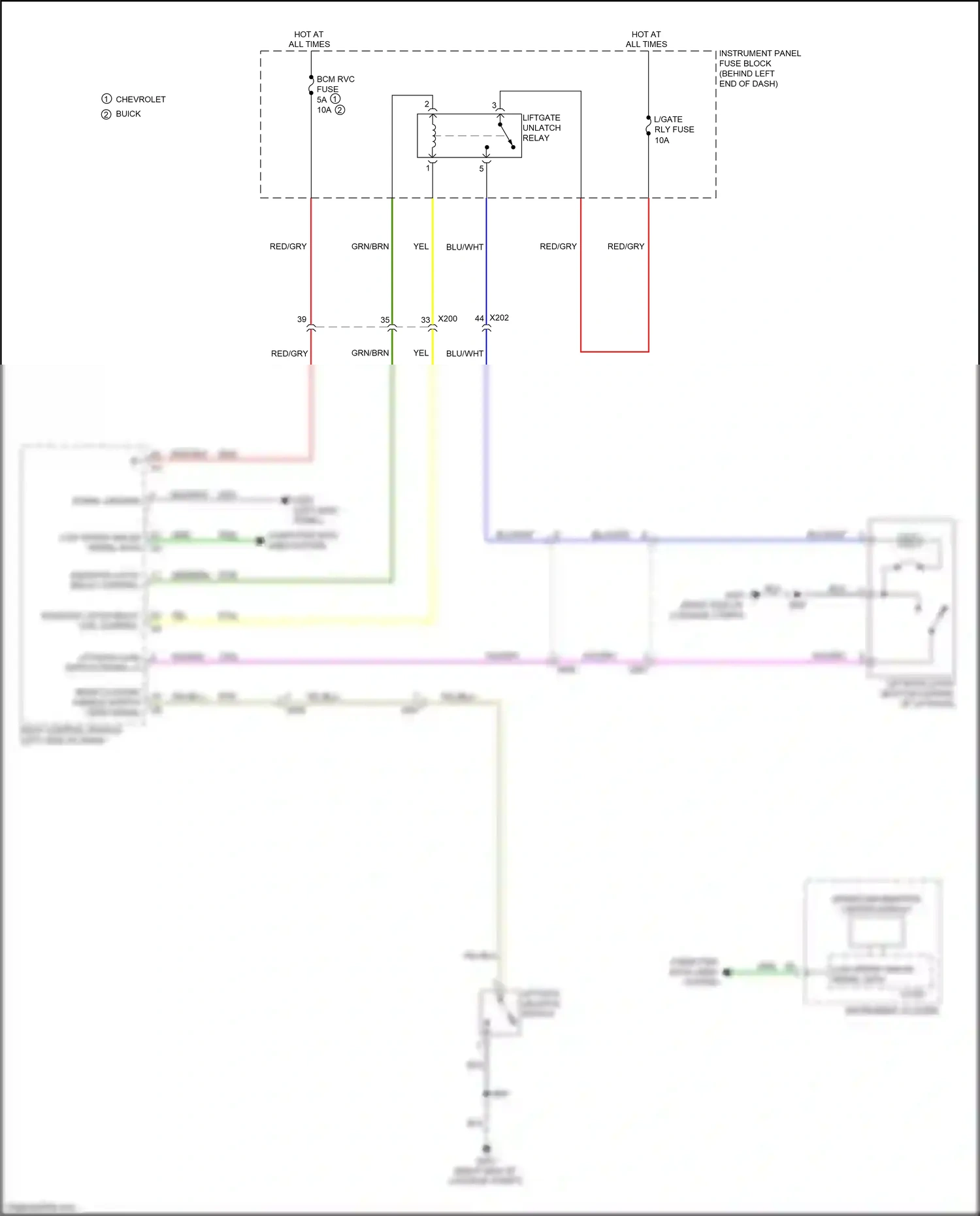 Chevrolet Tracker III (2013-2017) liftgate latch wiring diagram  (5 of 7)