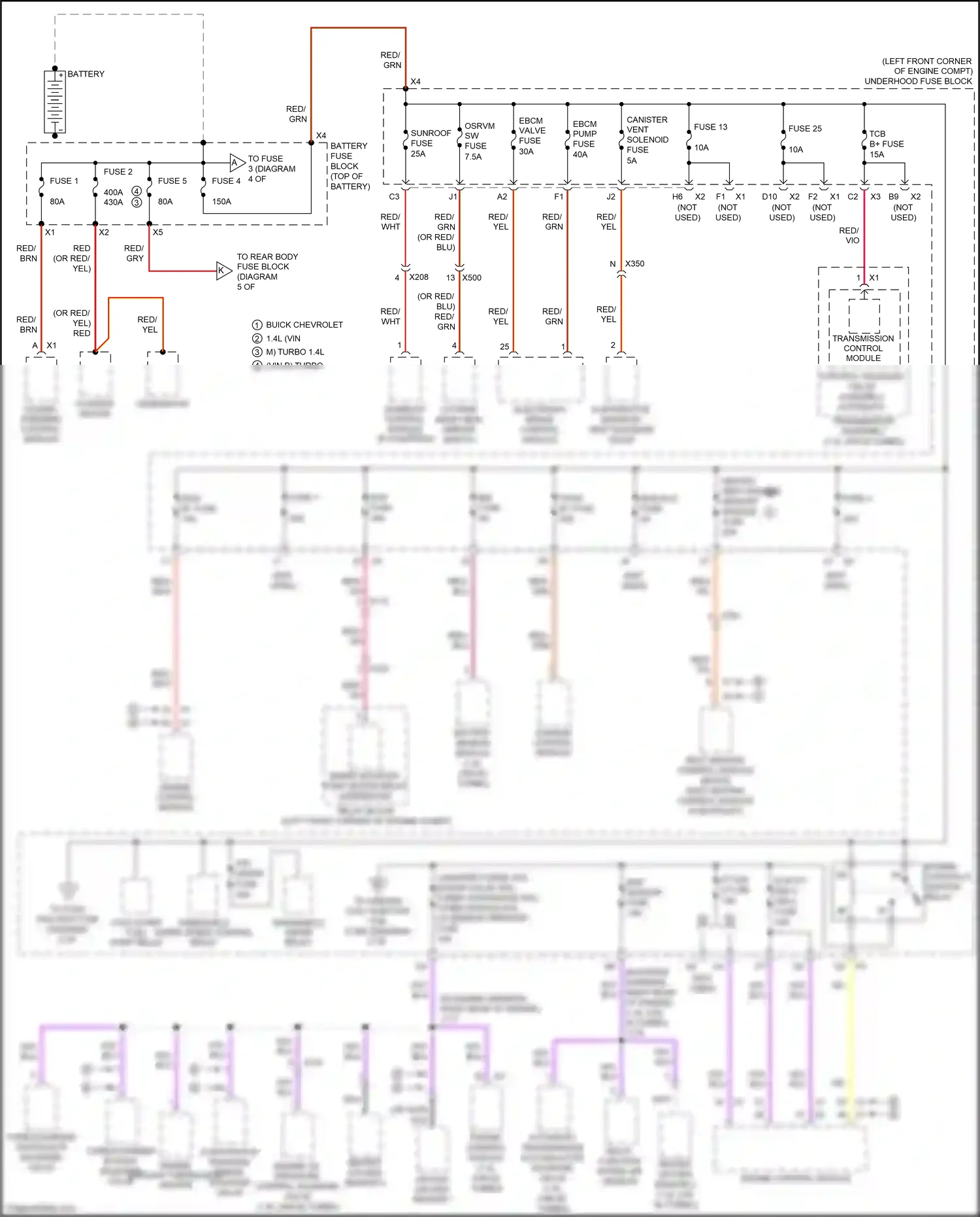 Chevrolet Tracker III (2013-2017) red wiring diagram  (13 of 19)