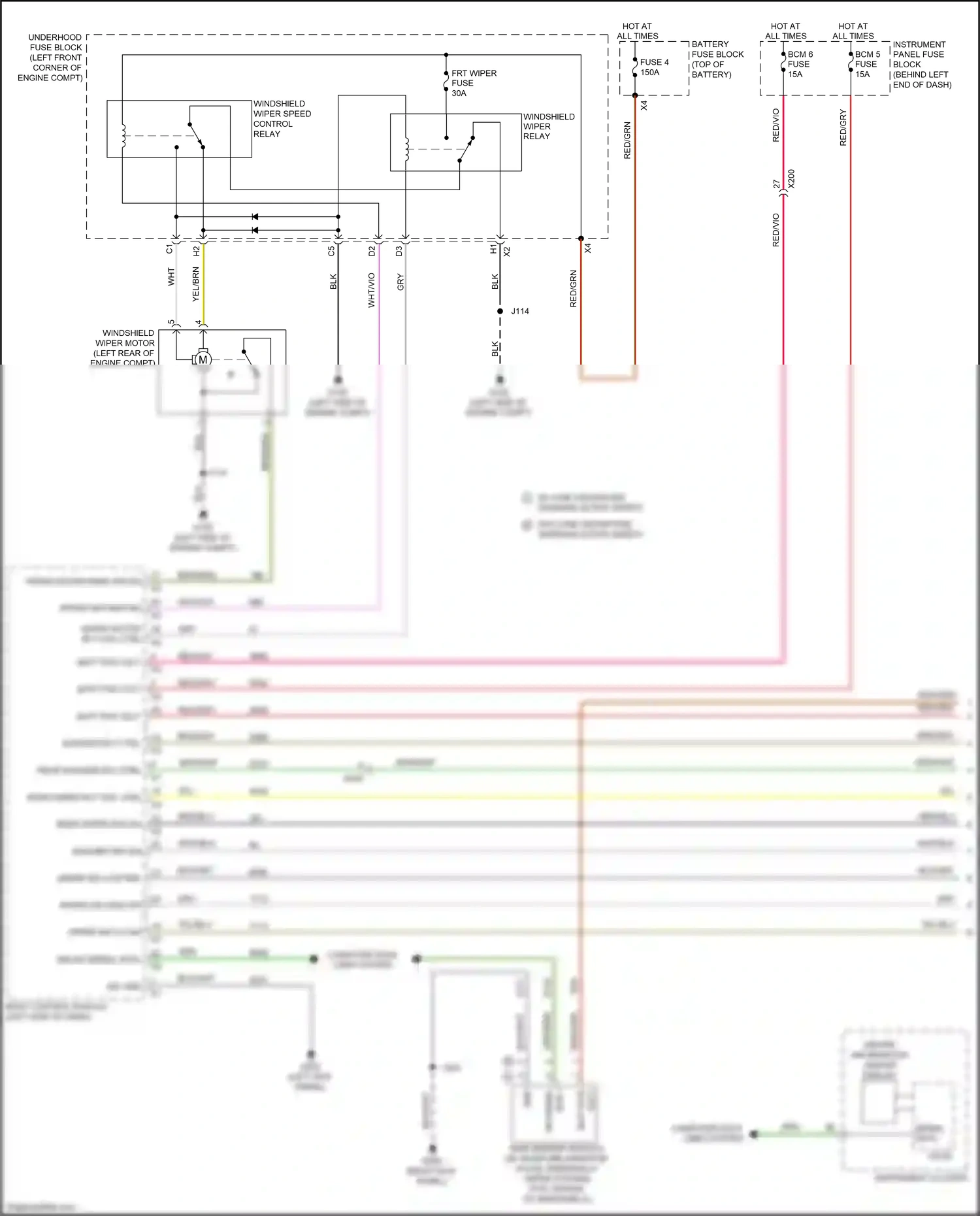 Chevrolet Tracker III (2013-2017) windshield wiper motor wiring diagram  (2 of 2)