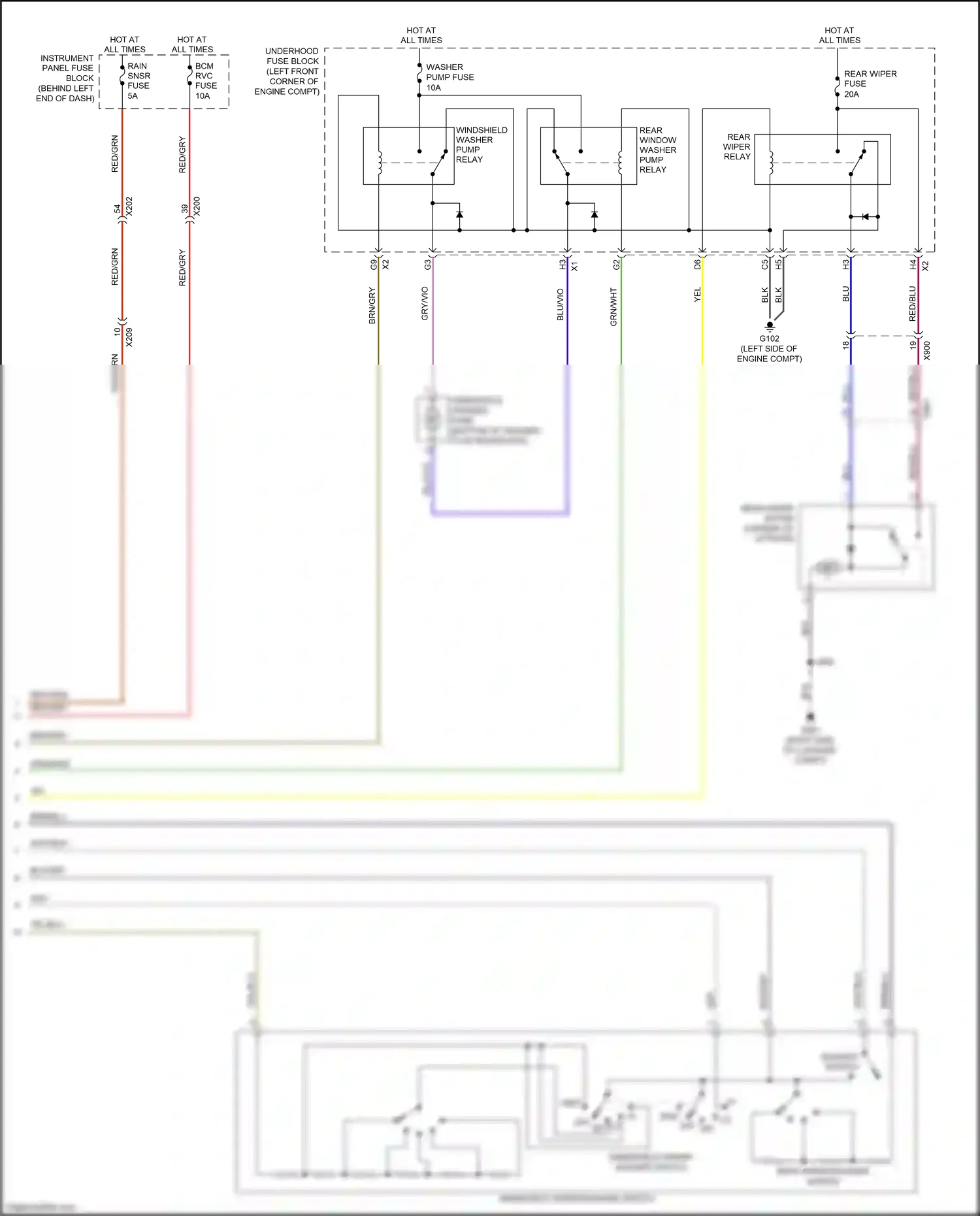 Chevrolet Tracker III (2013-2017) windshield wiper/washer switch wiring diagram  (1 of 1)
