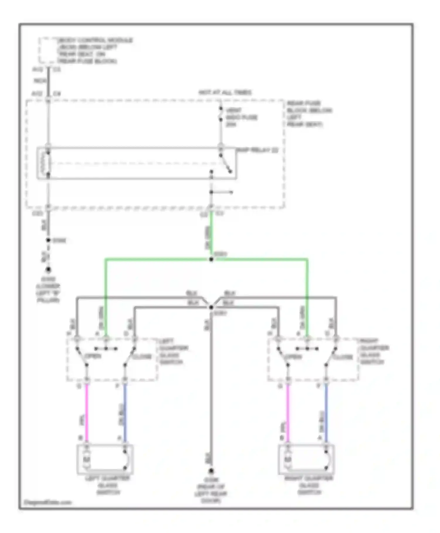 TrailBlazer Chevrolet I (2001-2006): Rear quarter windows circuit, long wheel base