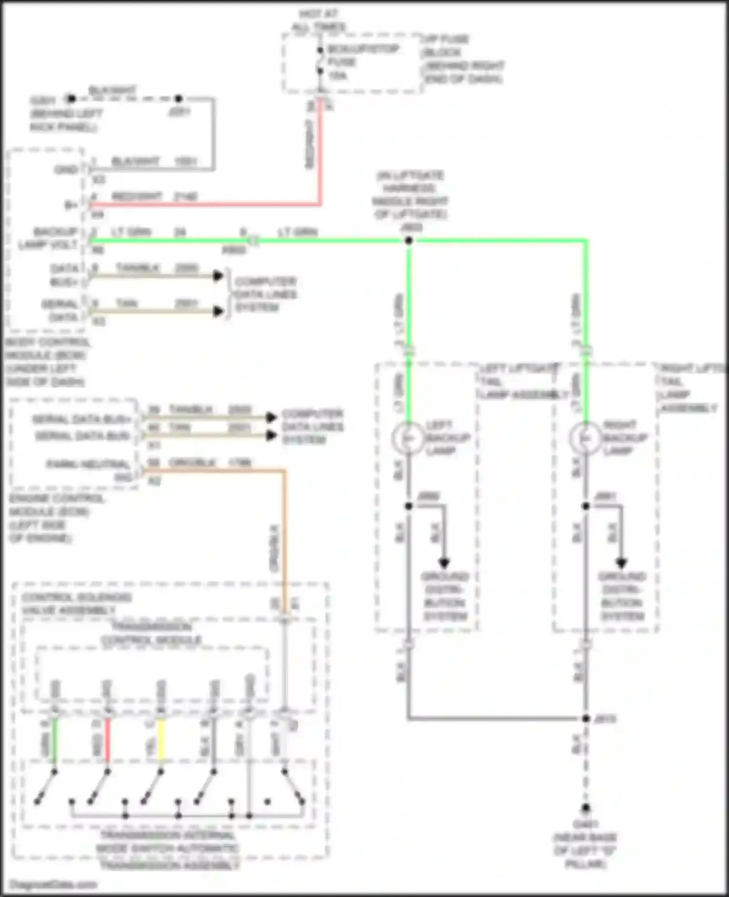 Wiring diagram bck/up/stop fuse for Chevrolet Traverse I facelift (2012-2017) (1 of 4)