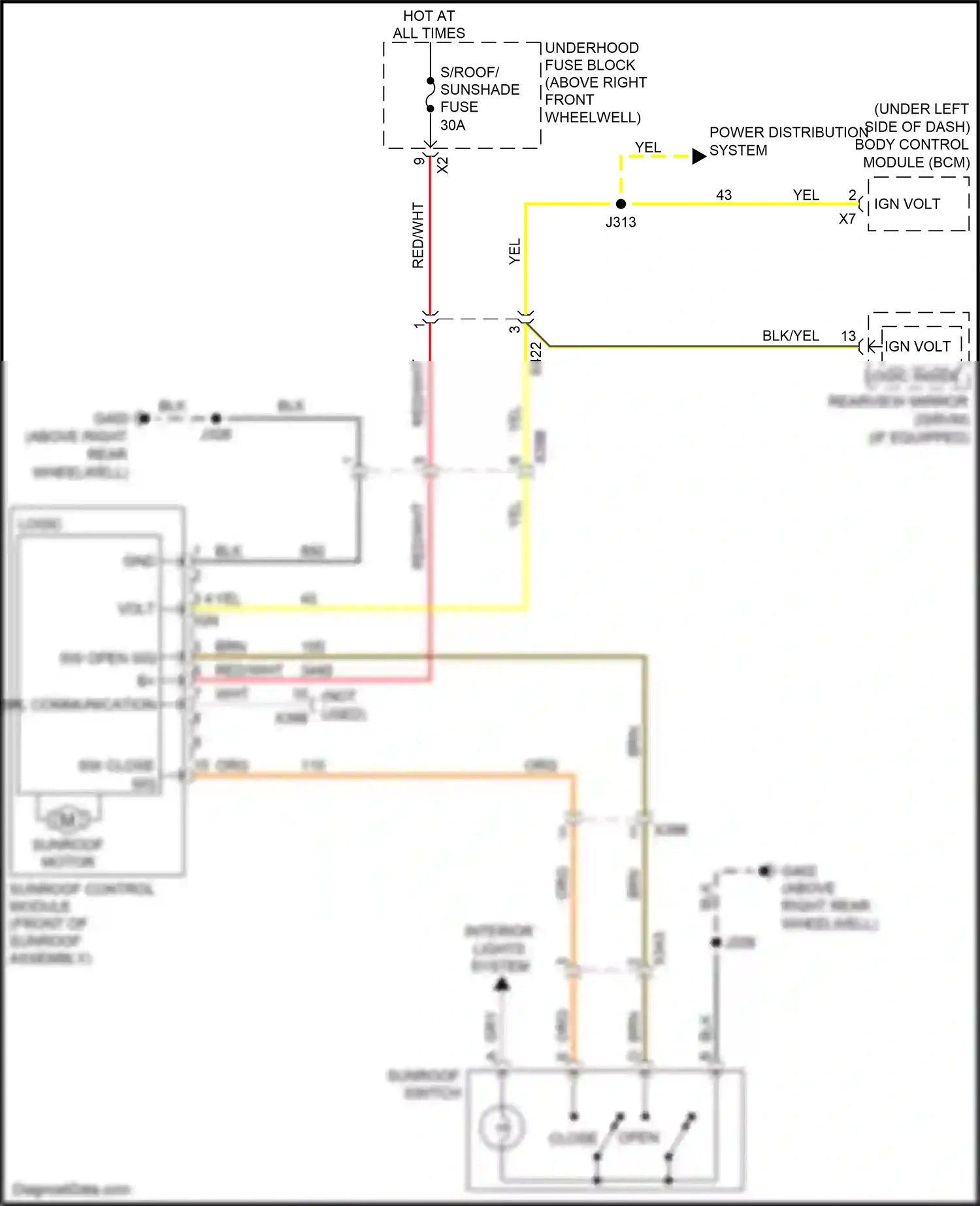 Chevrolet Traverse I facelift (2012-2017) blk/yel wiring diagram  (3 of 3)