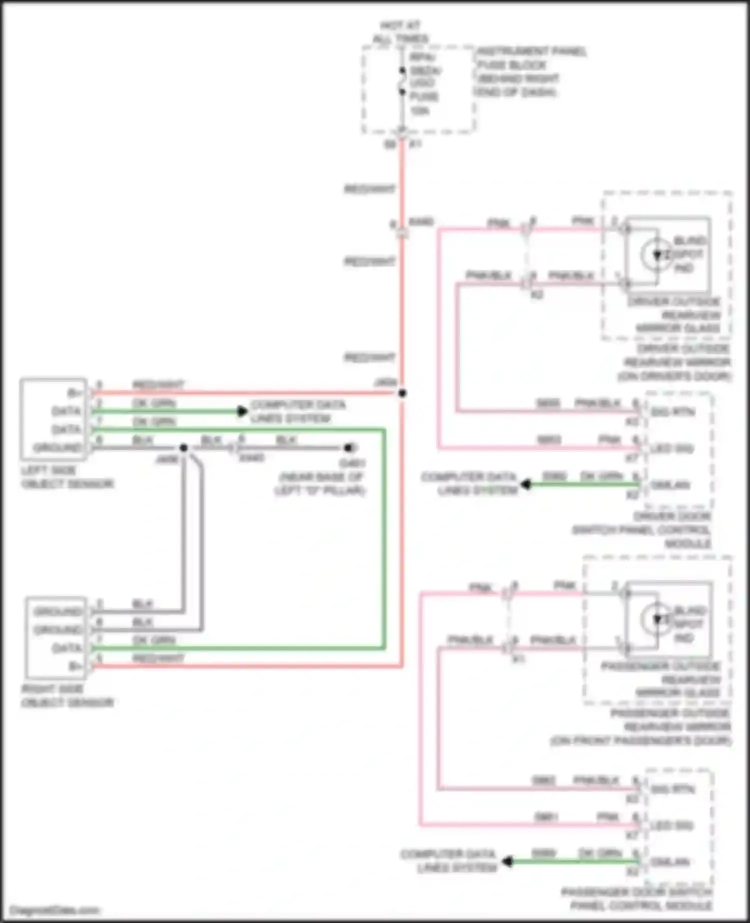 Wiring diagram driver outside rearview mirror for Chevrolet Traverse I facelift (2012-2017) (1 of 7)