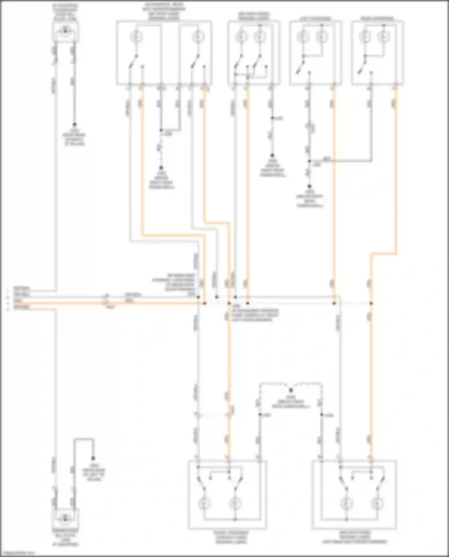 Wiring diagram front overhead console dome/ reading lamps for Chevrolet Traverse I facelift (2012-2017) (1 of 2)