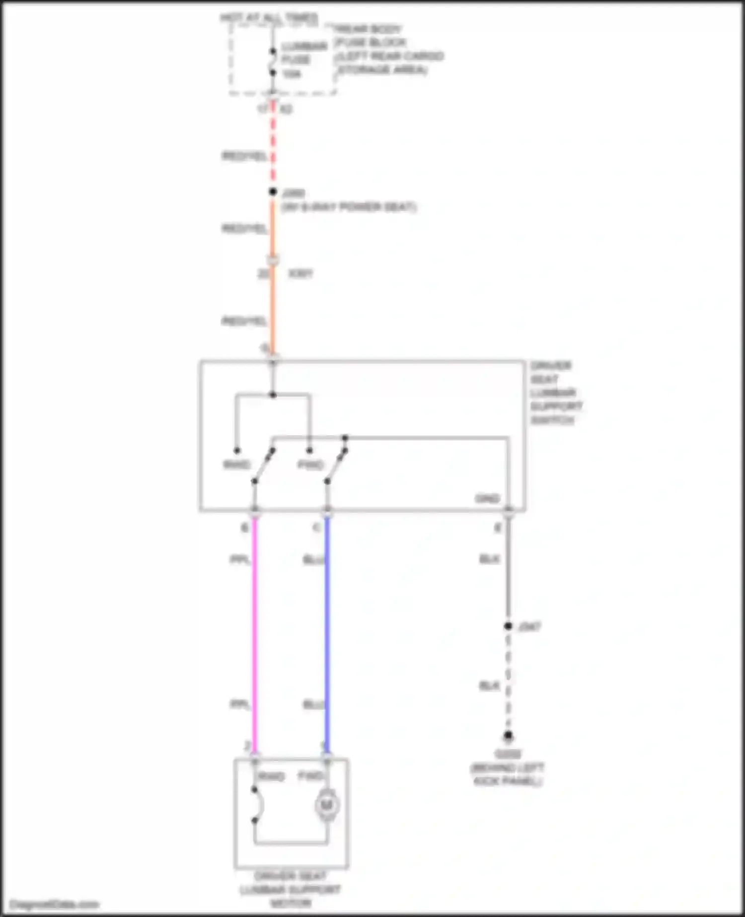 Wiring diagram driver seat lumbar support switch for Chevrolet Traverse II (2017-2021) (1 of 3)