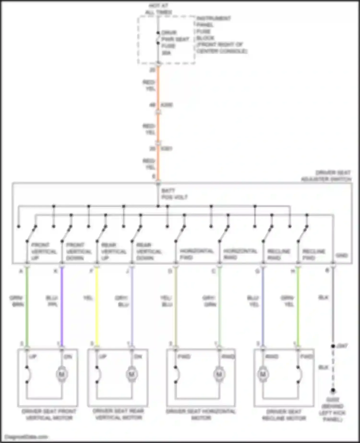 Wiring diagram instrument panel fuse block for Chevrolet Traverse II (2017-2021) (23 of 52)