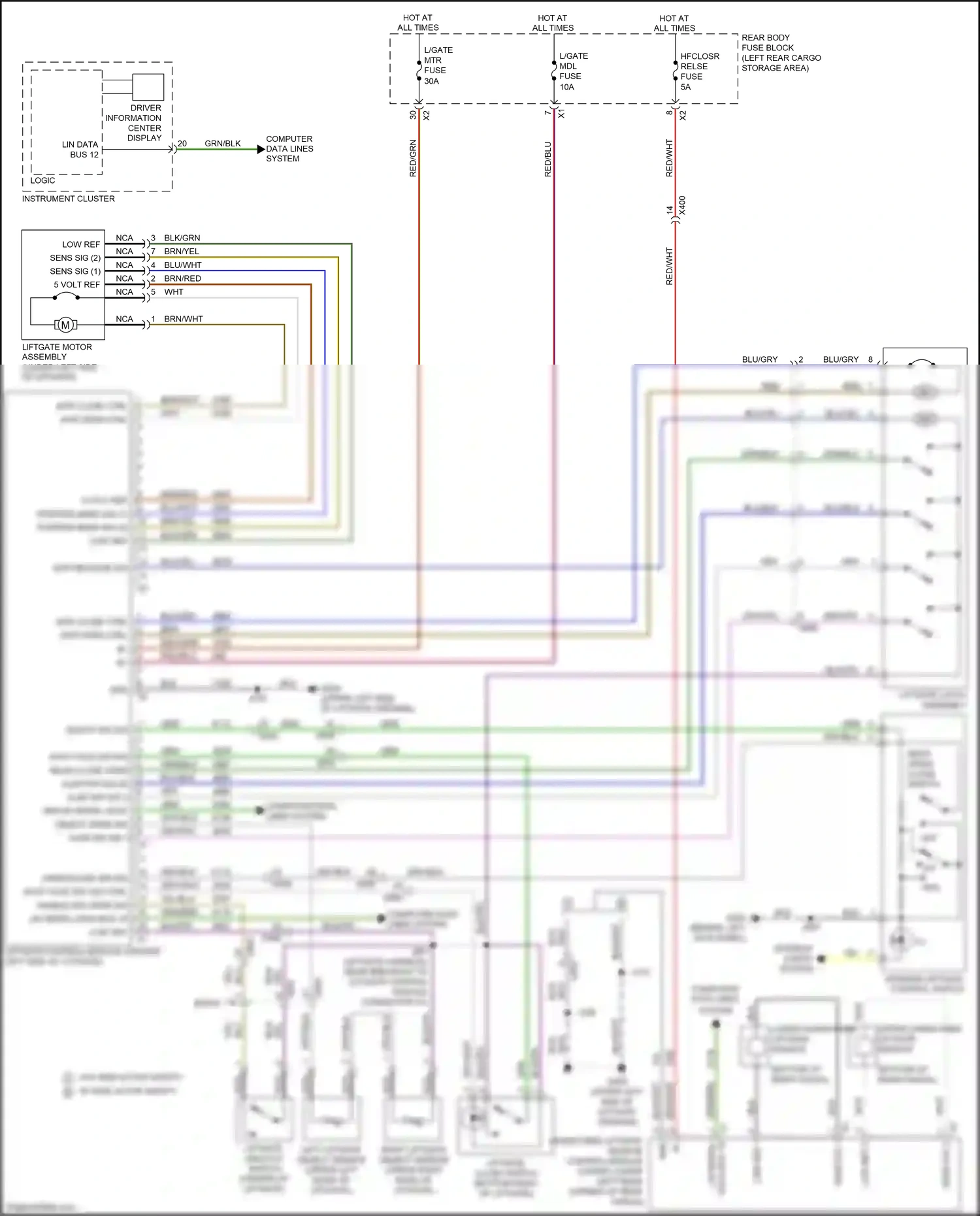Chevrolet Traverse II (2017-2021) interior liftgate control switch wiring diagram  (3 of 3)