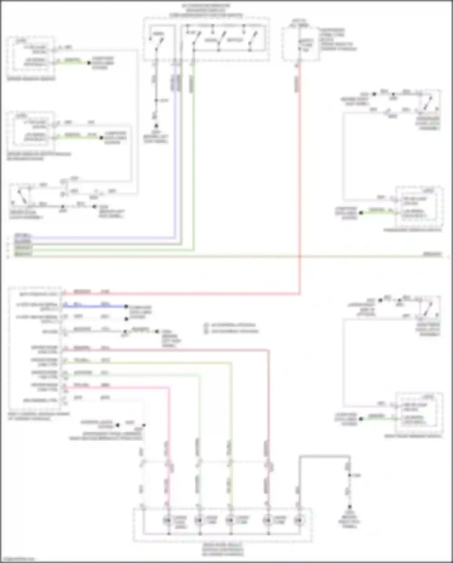 Wiring diagram w/ express up/down w/o express up/down for Chevrolet Traverse II (2017-2021) (2 of 3)