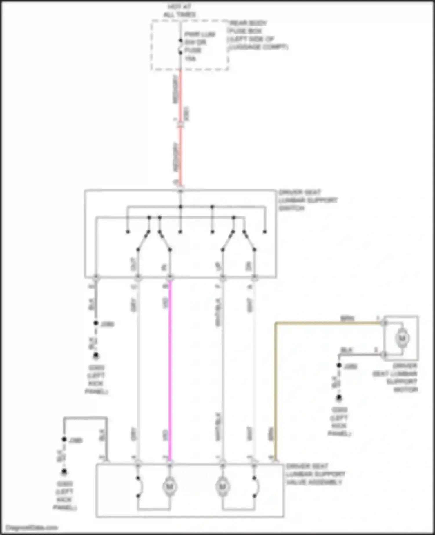 Wiring diagram driver seat lumbar support valve assembly for Chevrolet Trax I (2013-2017) (1 of 2)