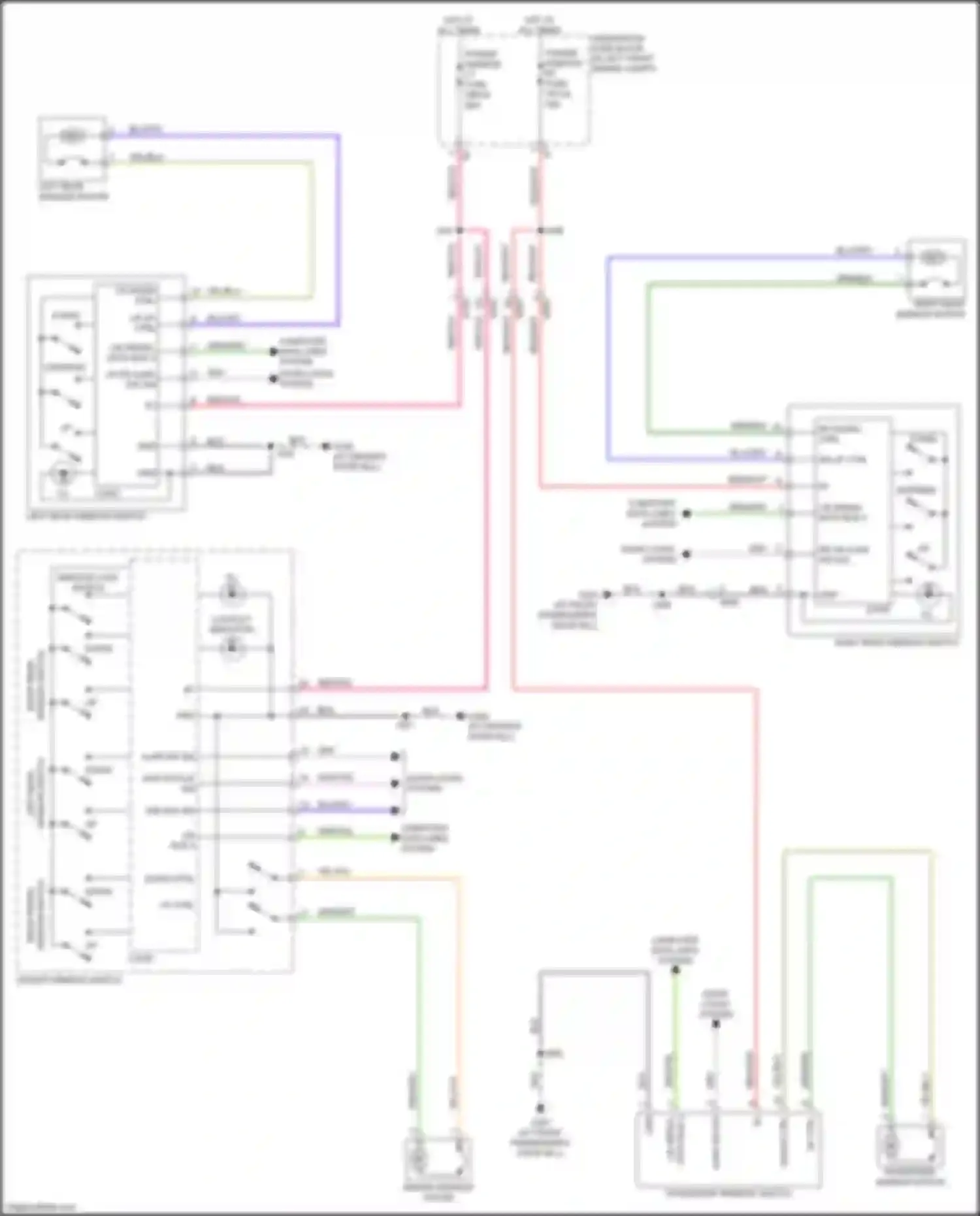 Trax Chevrolet II (2023-2024): Power windows circuit, w/o express up/down