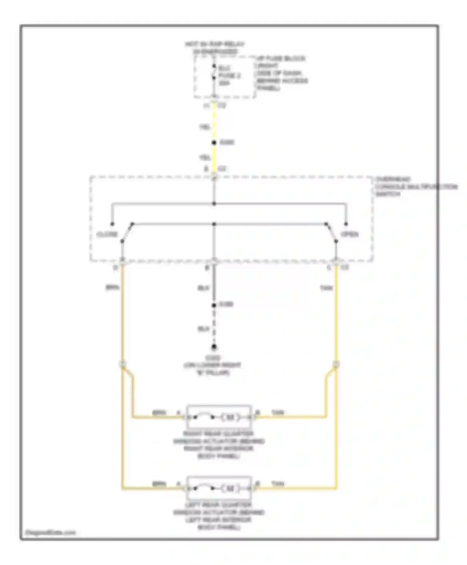 Uplander Chevrolet I (2004-2008): Rear quarter windows circuit
