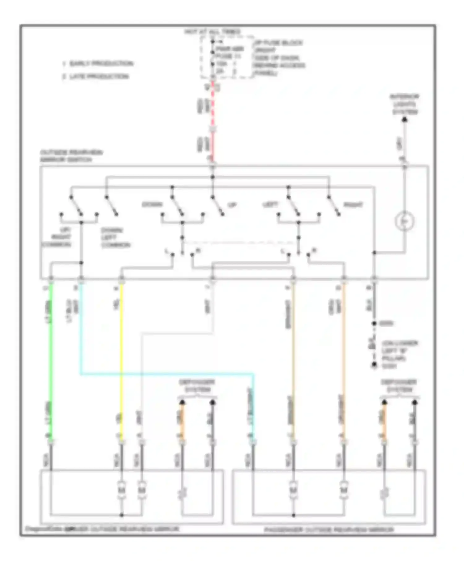 Wiring diagram driver outside rearview mirror for Chevrolet Uplander I (2004-2008) (3 of 3)