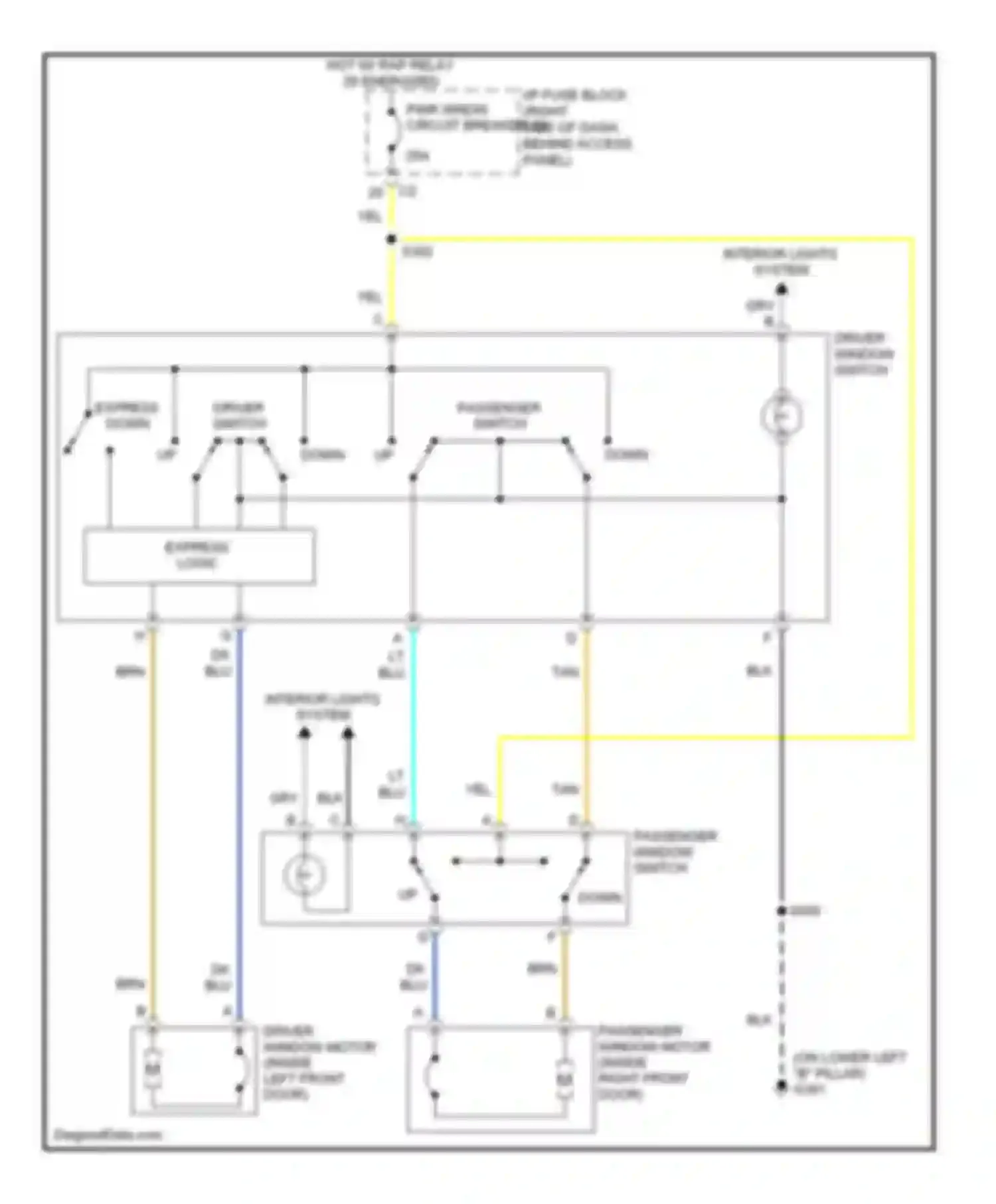 Wiring diagram driver window switch for Chevrolet Uplander I (2004-2008) (3 of 3)