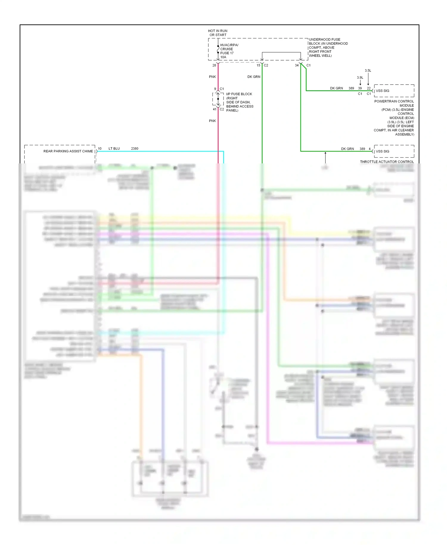 Chevrolet Uplander I (2004-2008) rear object sensor control module (behind right rear interior body panel) wiring diagram  (2 of 2)