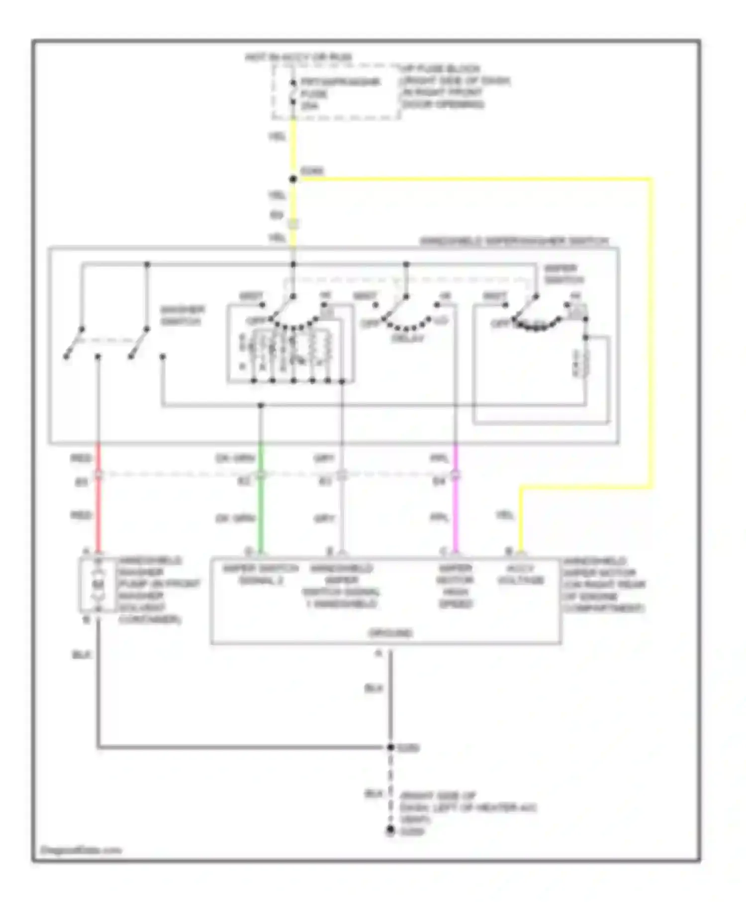 Venture Chevrolet I (1996-2005): Front wiper/washer circuit