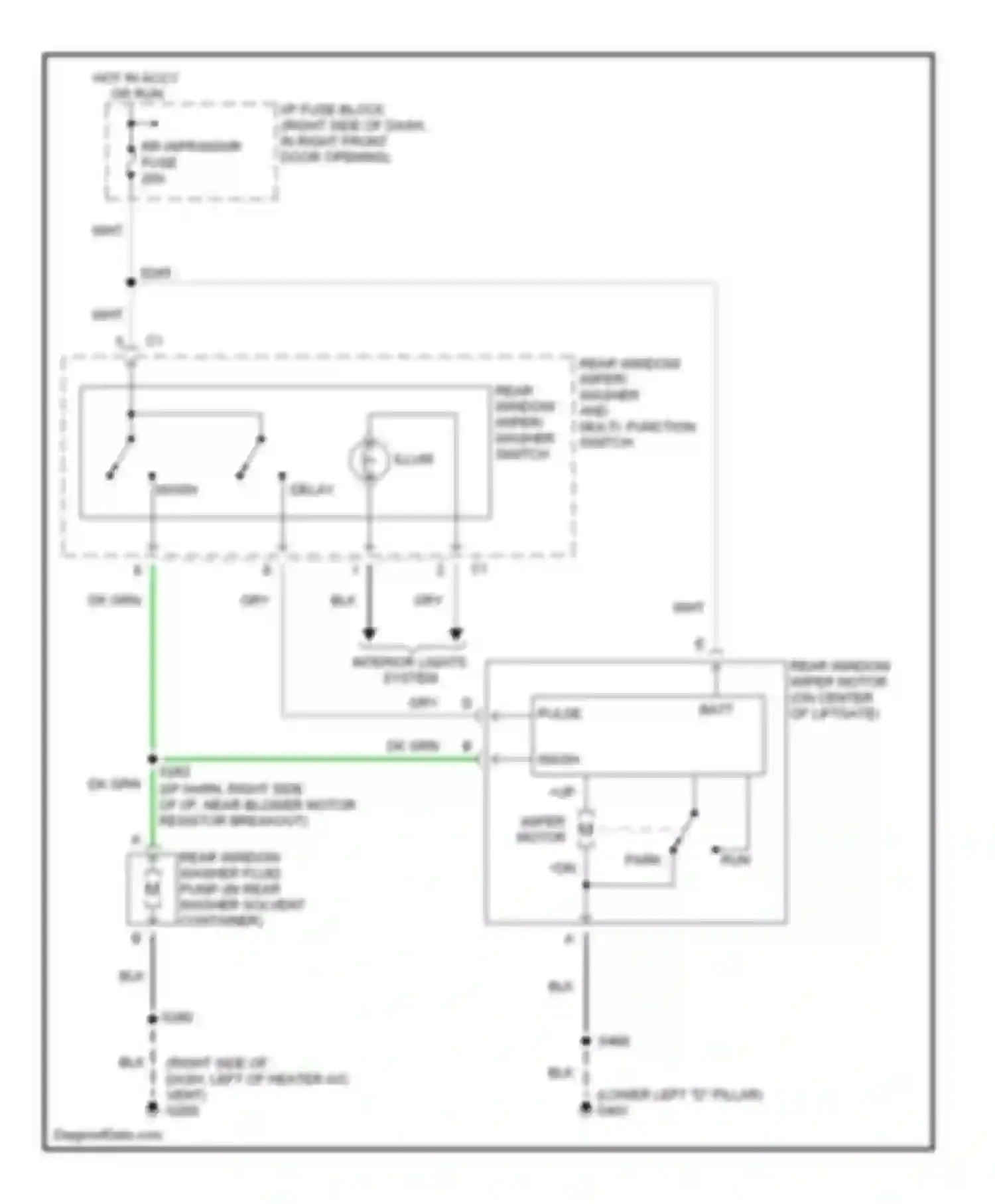 Venture Chevrolet I (1996-2005): Rear wiper/washer circuit