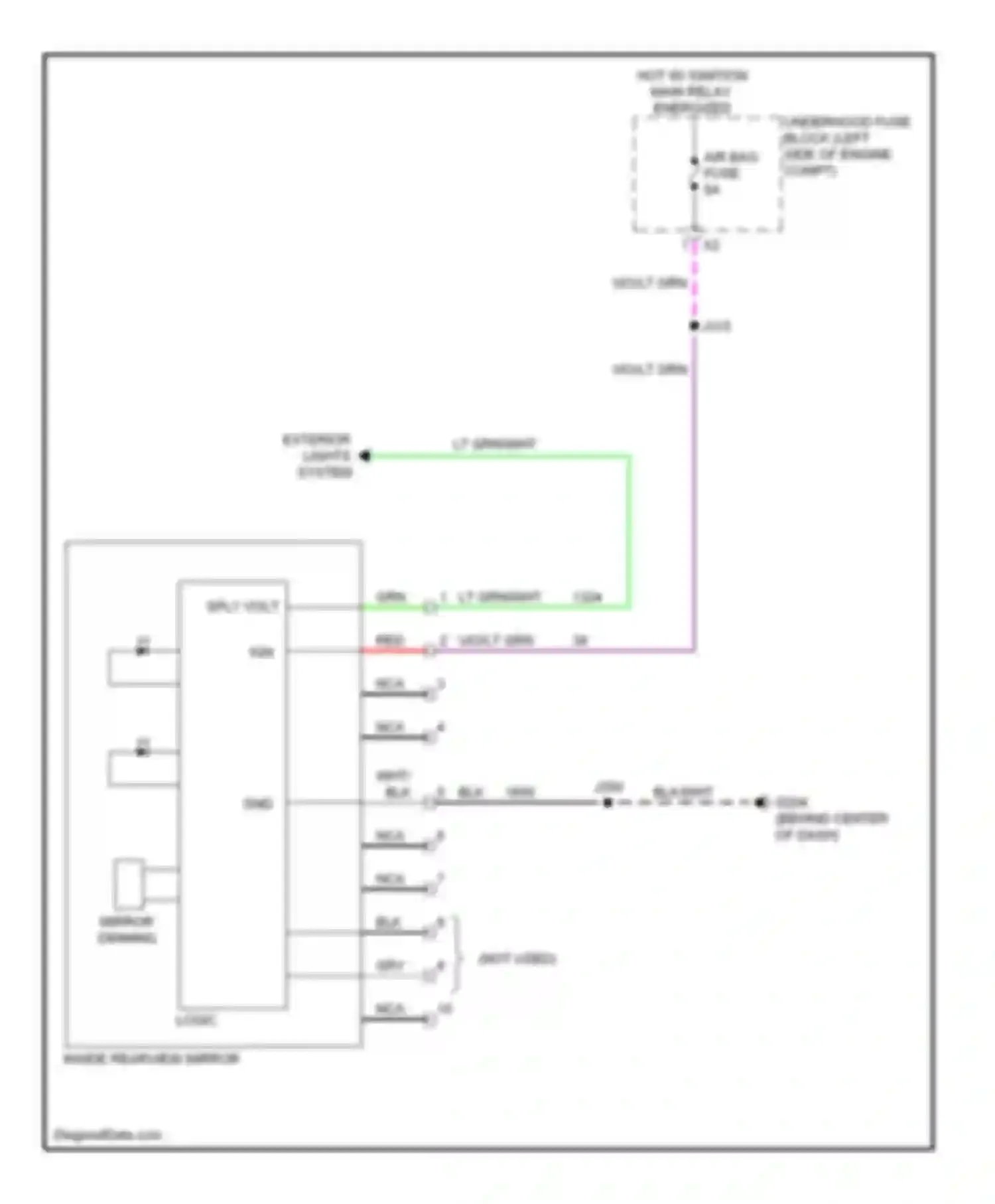 Wiring diagram inside rearview mirror for Chevrolet Volt I (2010-2015) (2 of 2)