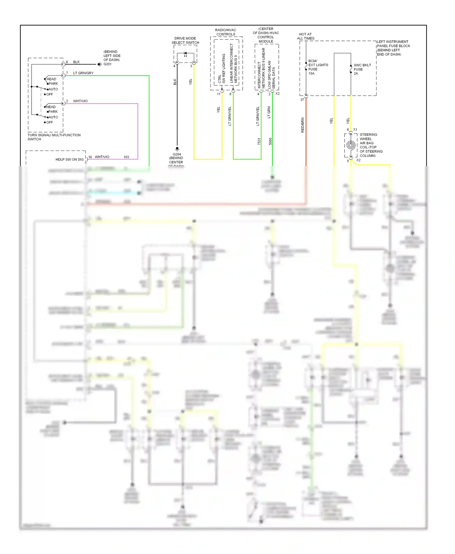 Chevrolet Volt I (2010-2015) overhead console multi- function switch (w/ parking assist) wiring diagram  (1 of 1)