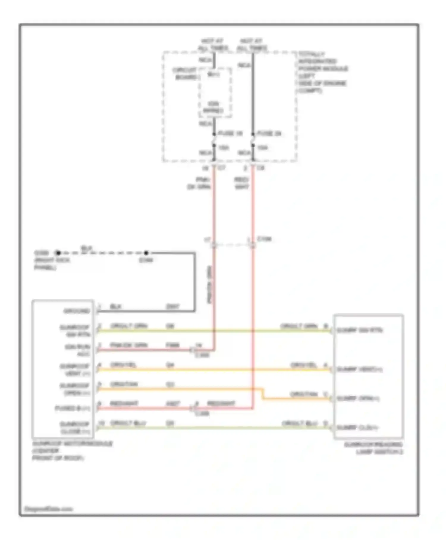 200 Chrysler I (2010-2014): Power top/sunroof circuit, sedan