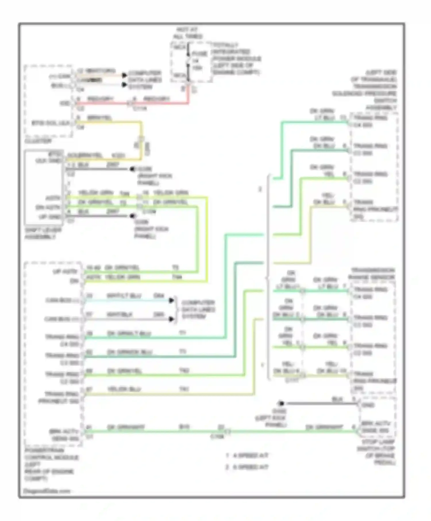 200 Chrysler I (2010-2014): Shift interlock circuit, without dual clutch transmission