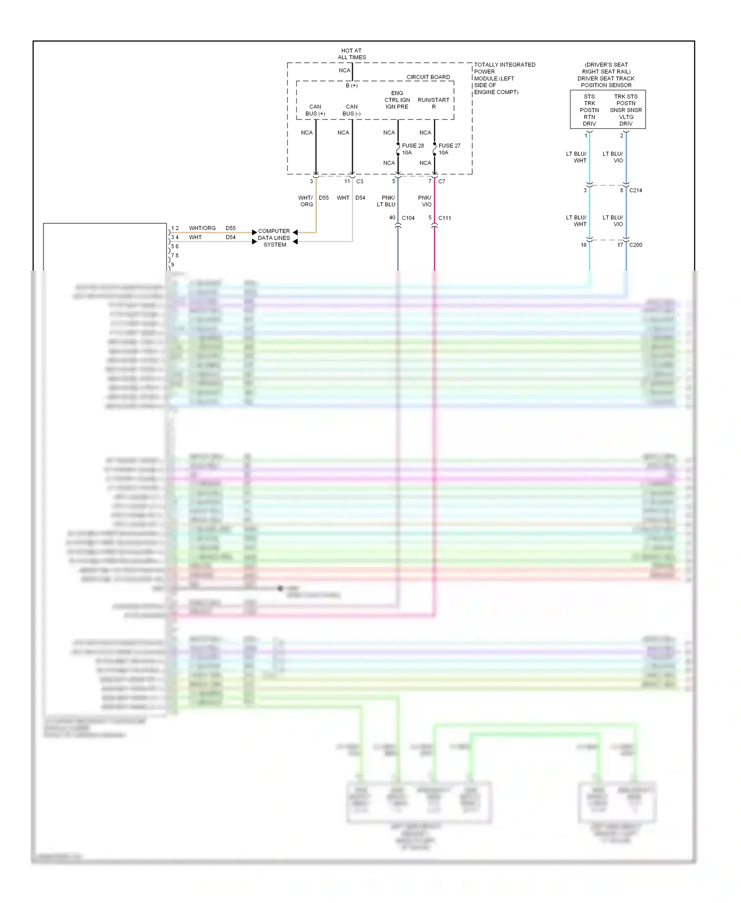 Chrysler 200 I (2010-2014) occupant restraint controller module (under front of center console) wiring diagram  (1 of 1)