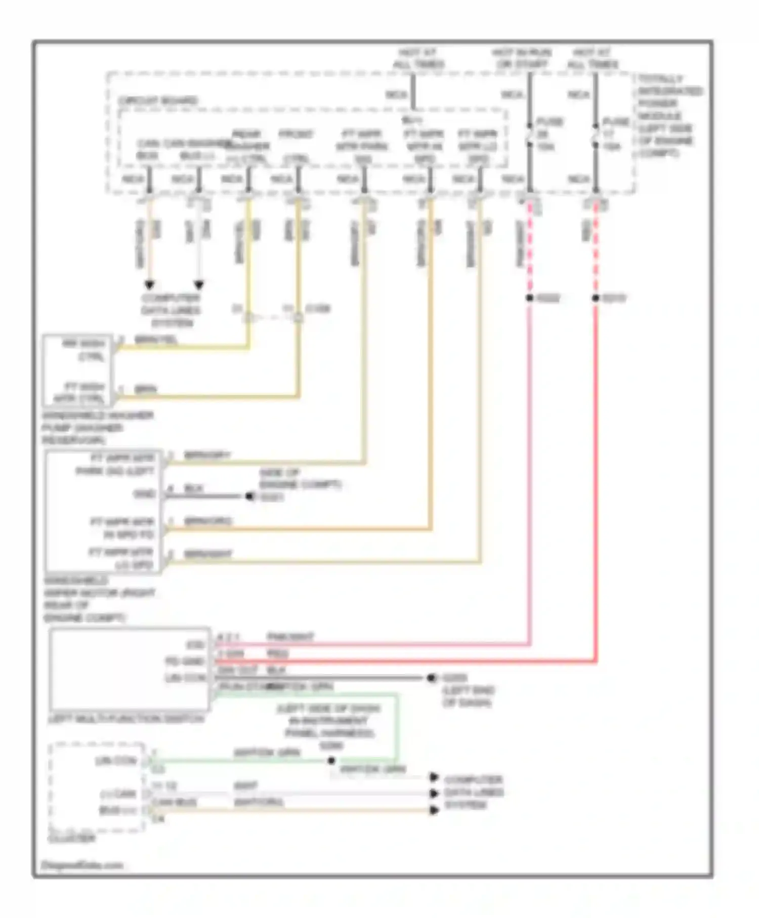 Wiring diagram rr wsh ctrl for Chrysler 200 I (2010-2014) (1 of 1)
