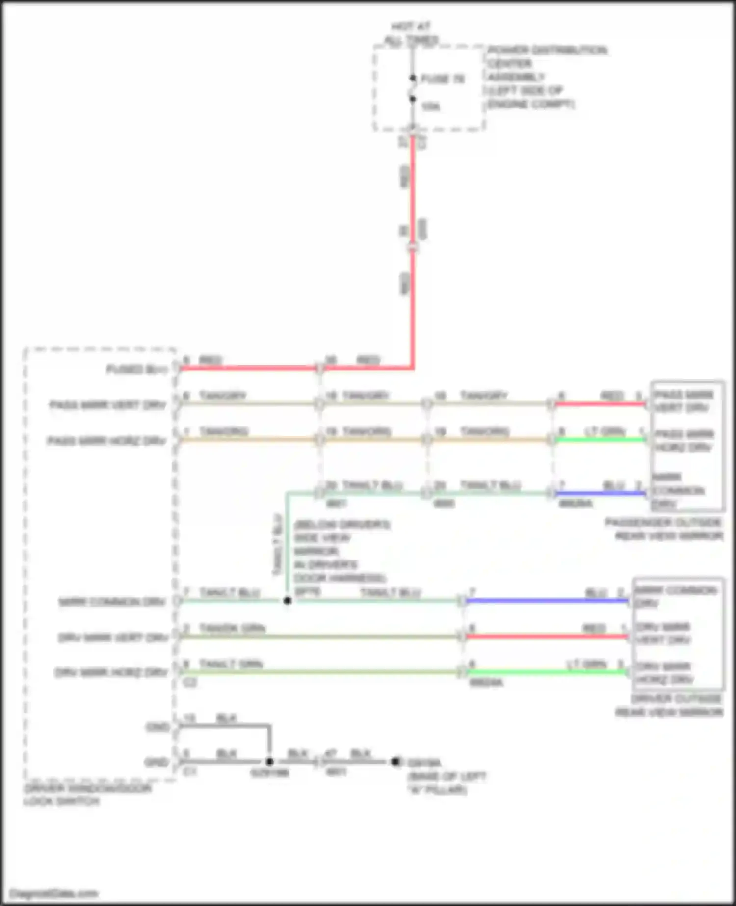 200 Chrysler II (2014-2016): Power mirrors circuit, base