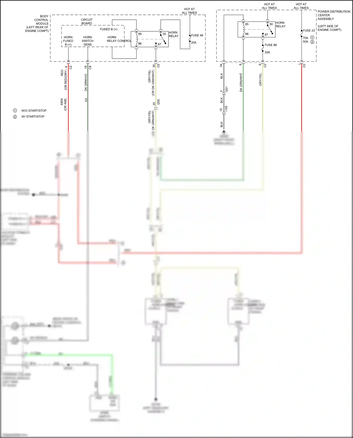 Chrysler 200 II (2014-2016) horn switch wiring diagram  (1 of 1)