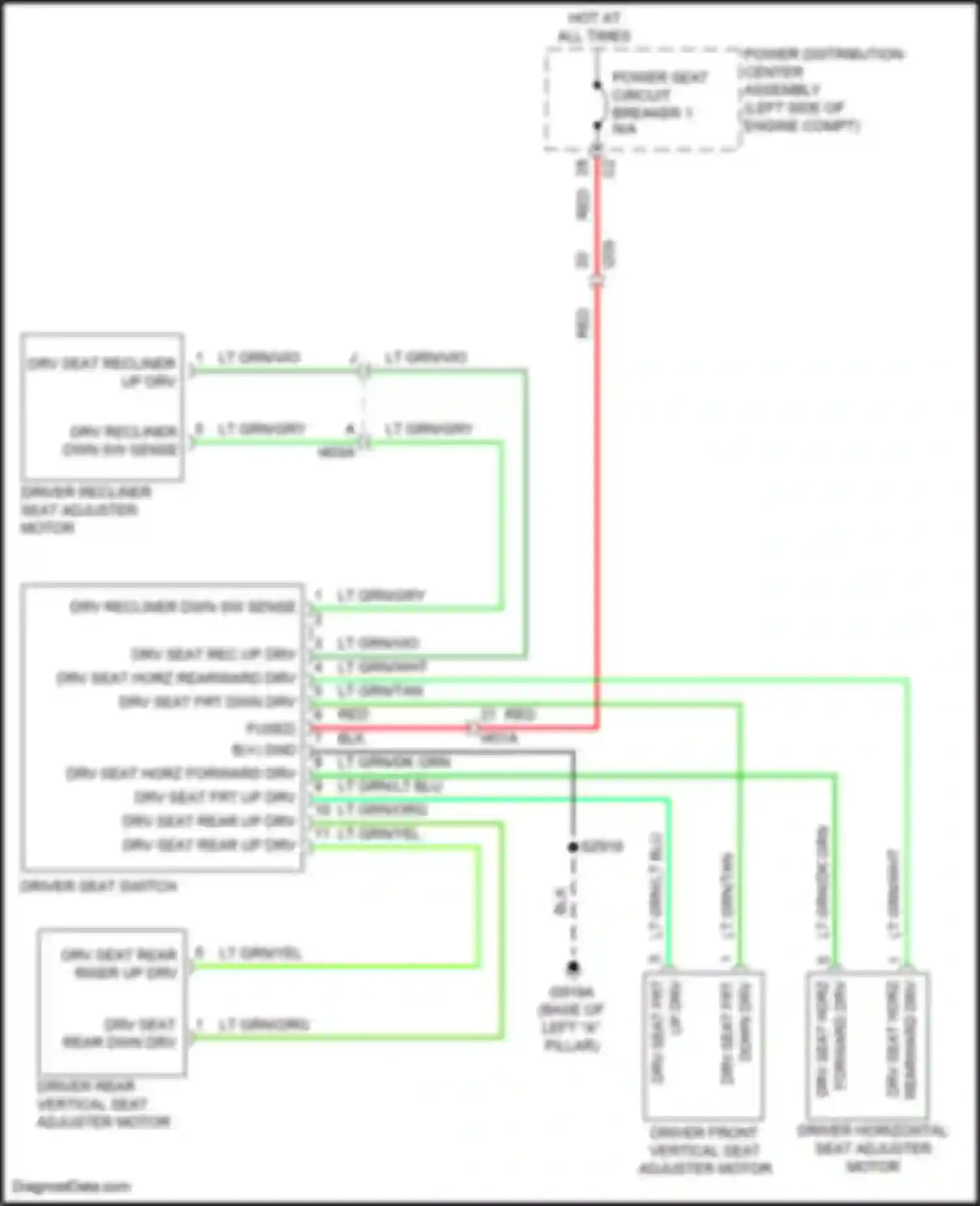 Wiring diagram drv seat rec up drv for Chrysler 200 II (2014-2016)