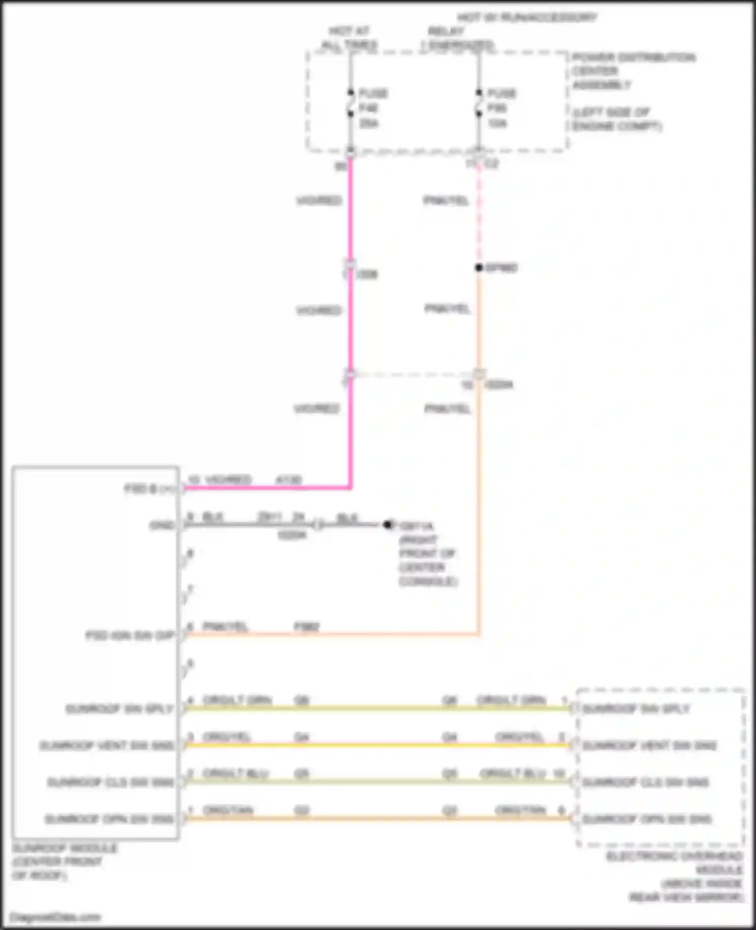 Wiring diagram sunroof module for Chrysler 200 II (2014-2016)