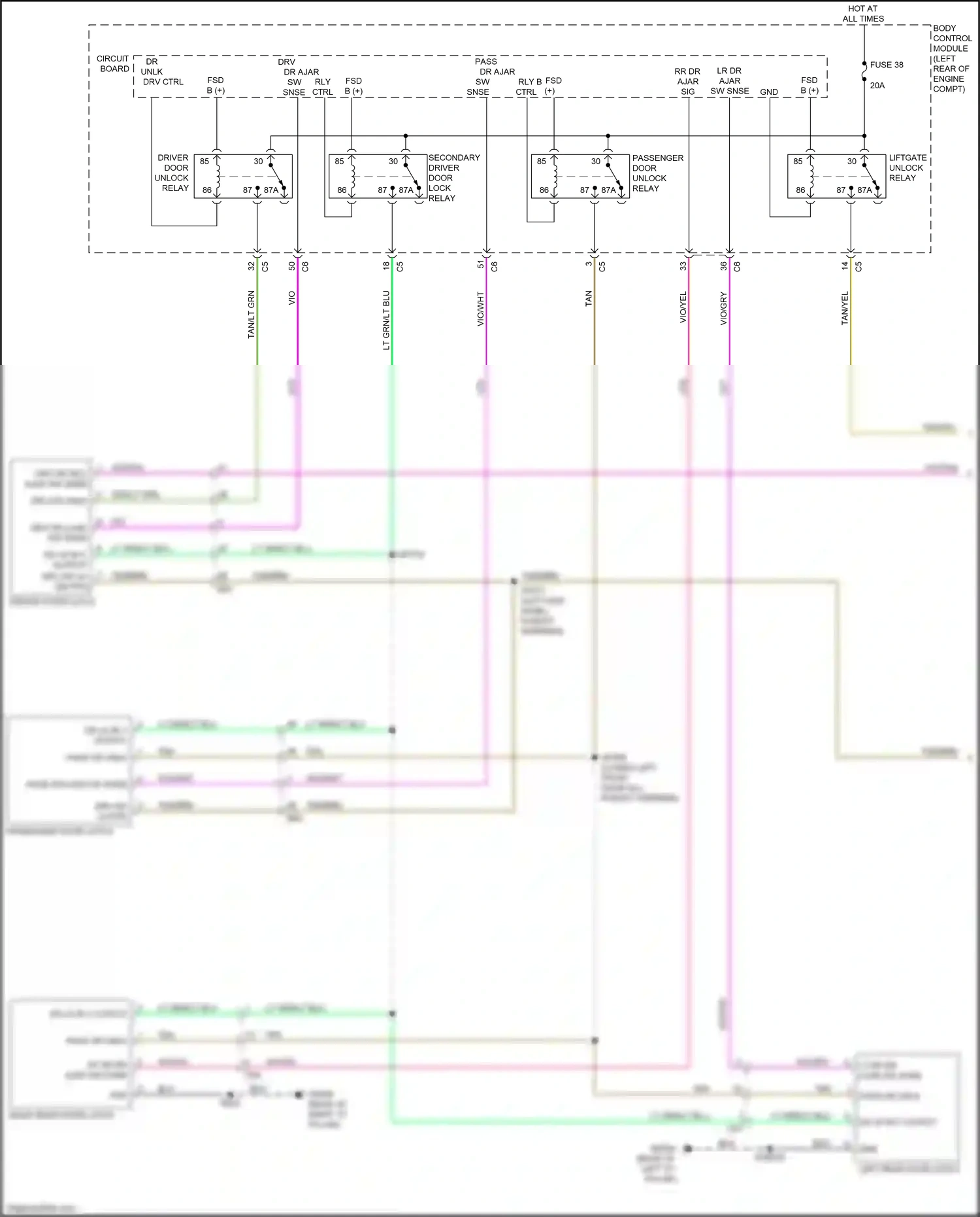 Chrysler 200 II (2014-2016) rr dr ajar wiring diagram  (1 of 4)