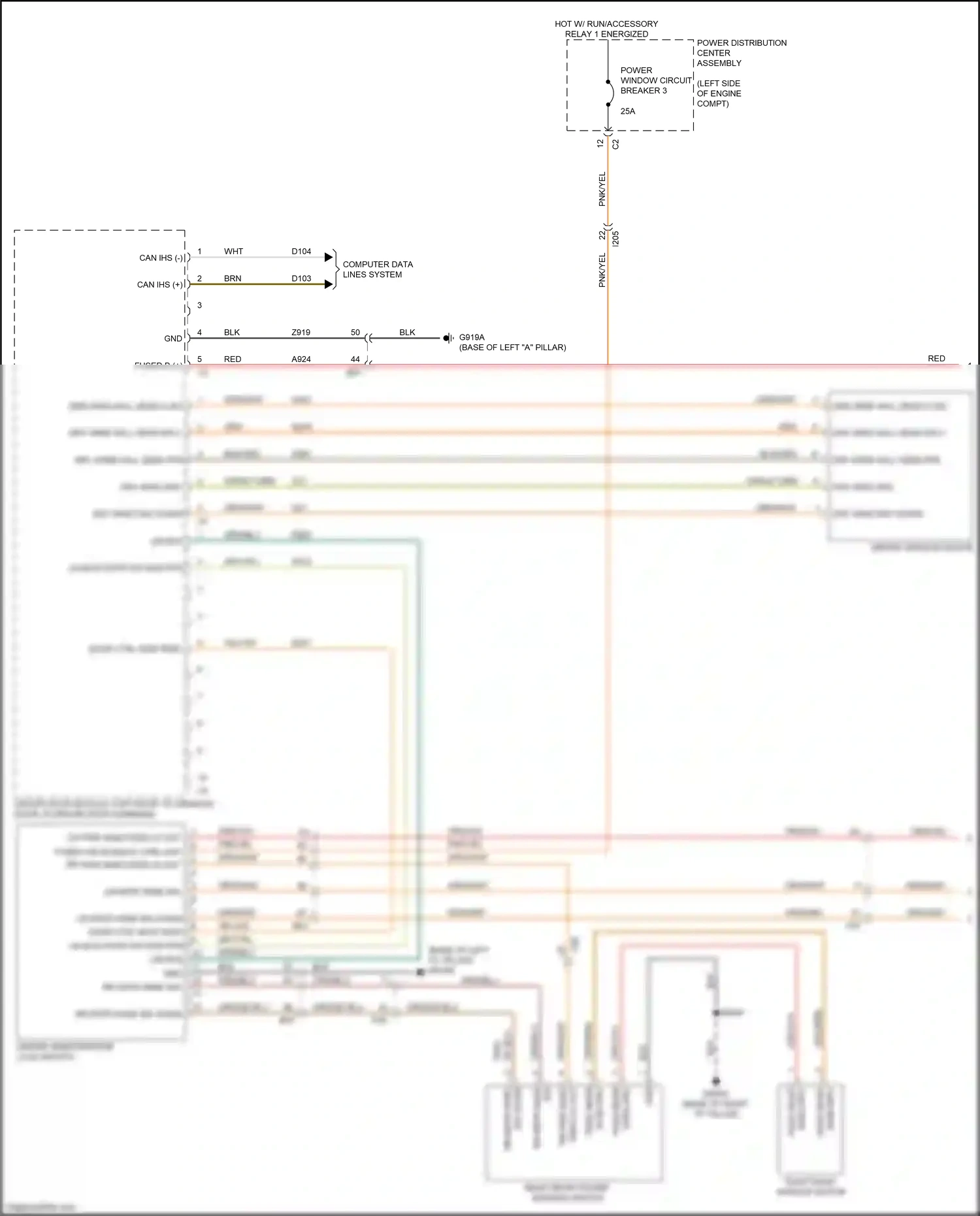 Chrysler 200 II (2014-2016) rr mstr wind sw down wiring diagram  (1 of 1)
