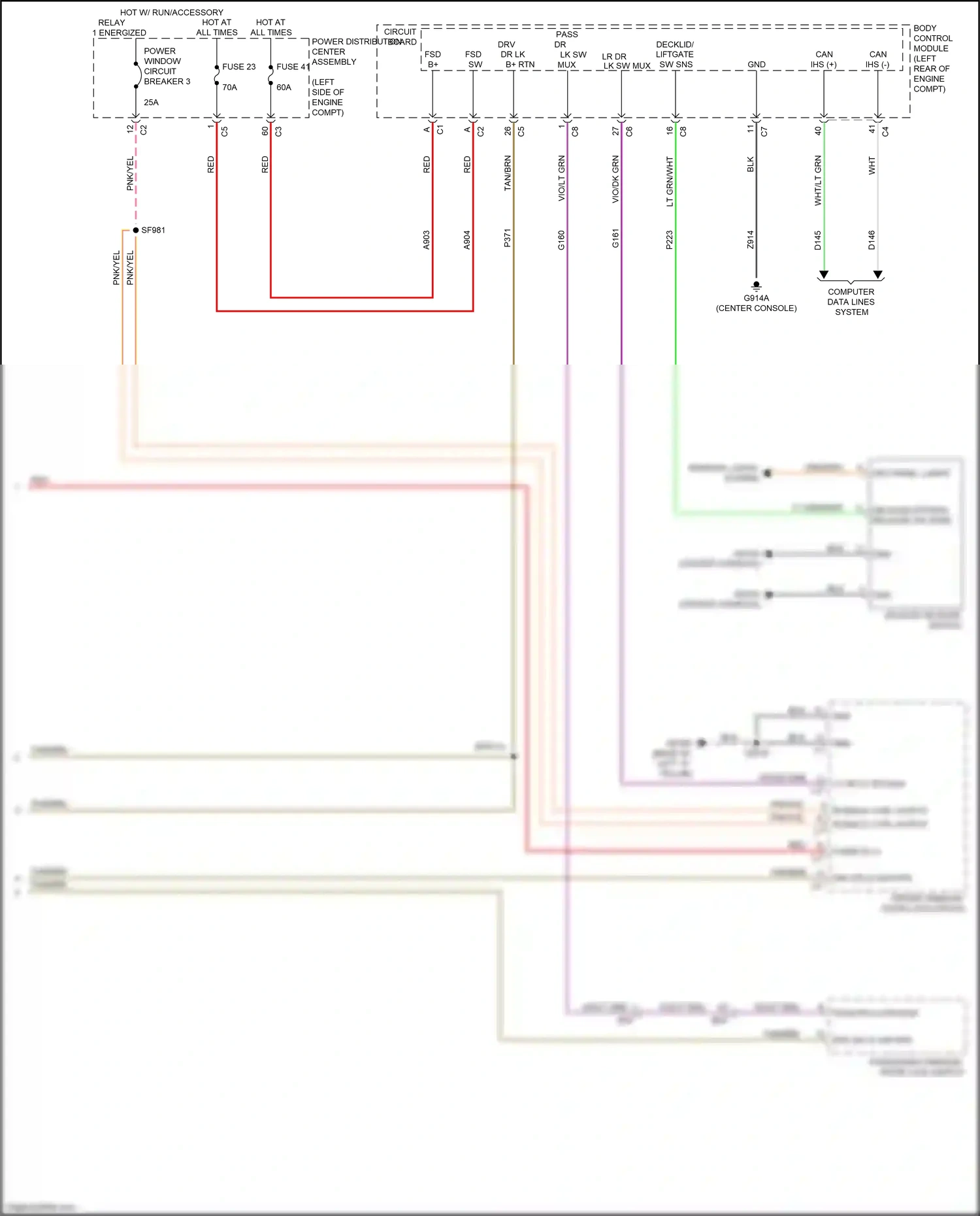 Chrysler 200 II (2014-2016) run/acc ctrl output wiring diagram  (1 of 2)