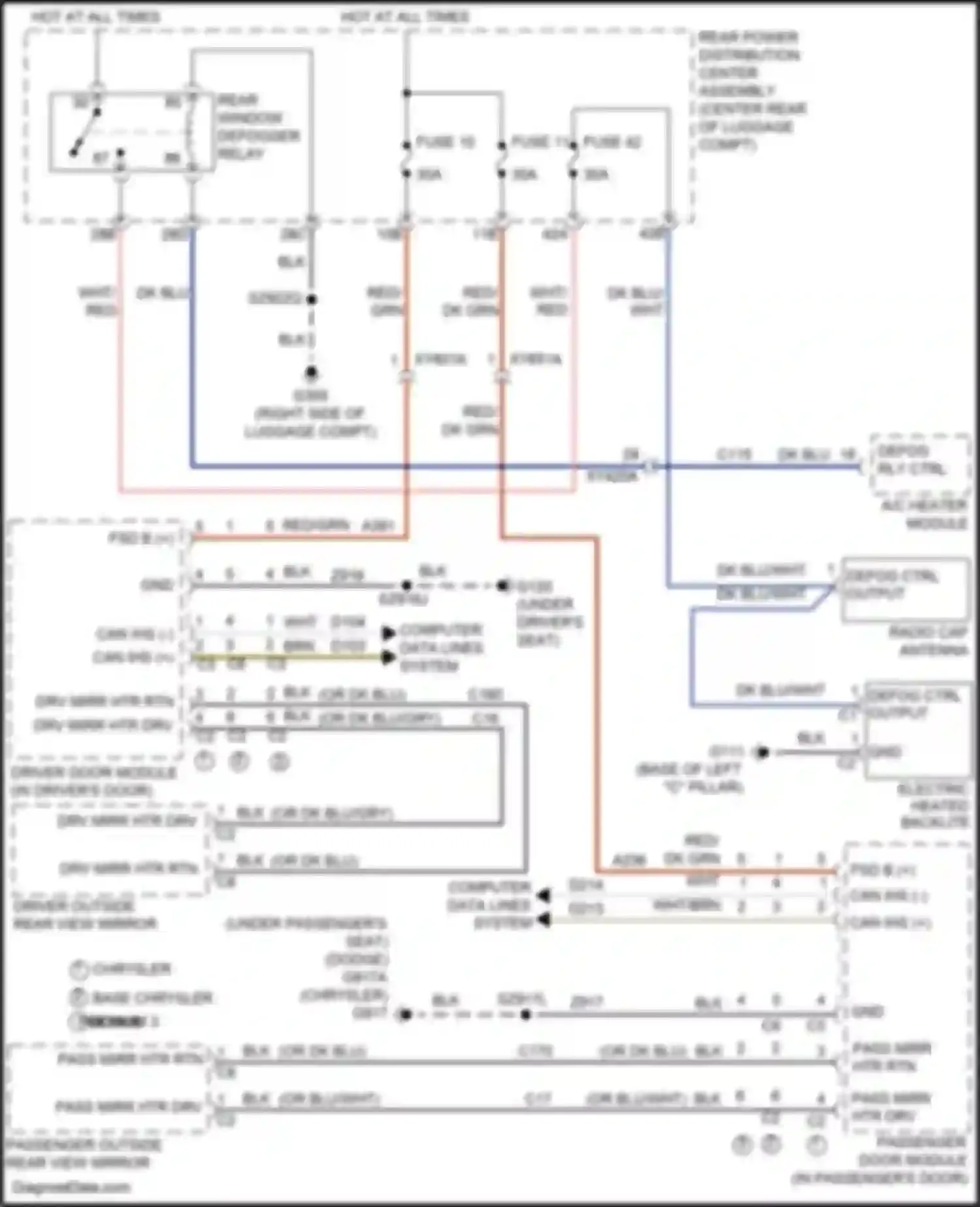 300C Chrysler II facelift (2015-2024): Defoggers circuit