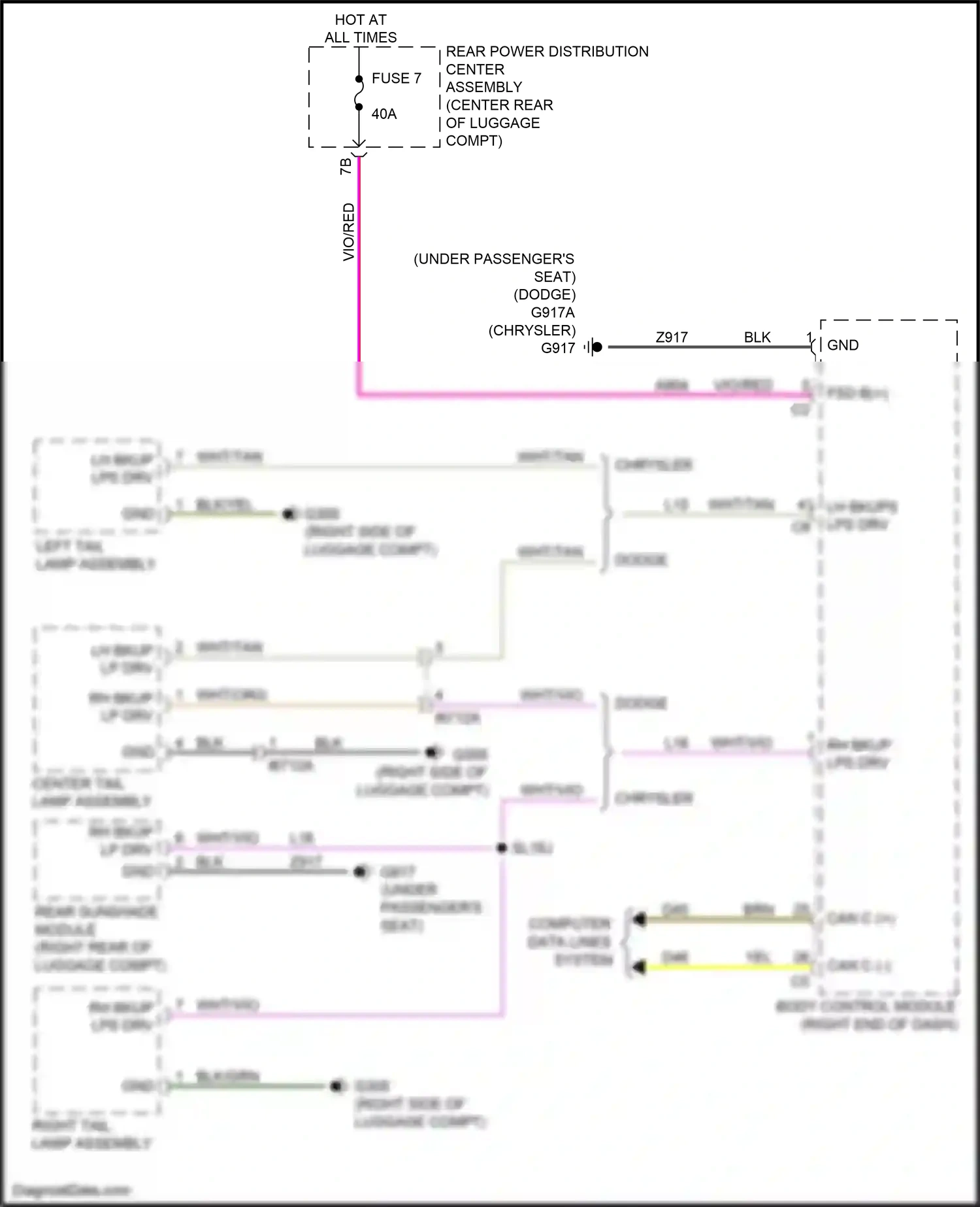 Chrysler 300C II facelift (2015-2024) computer data lines system wiring diagram  (72 of 83)
